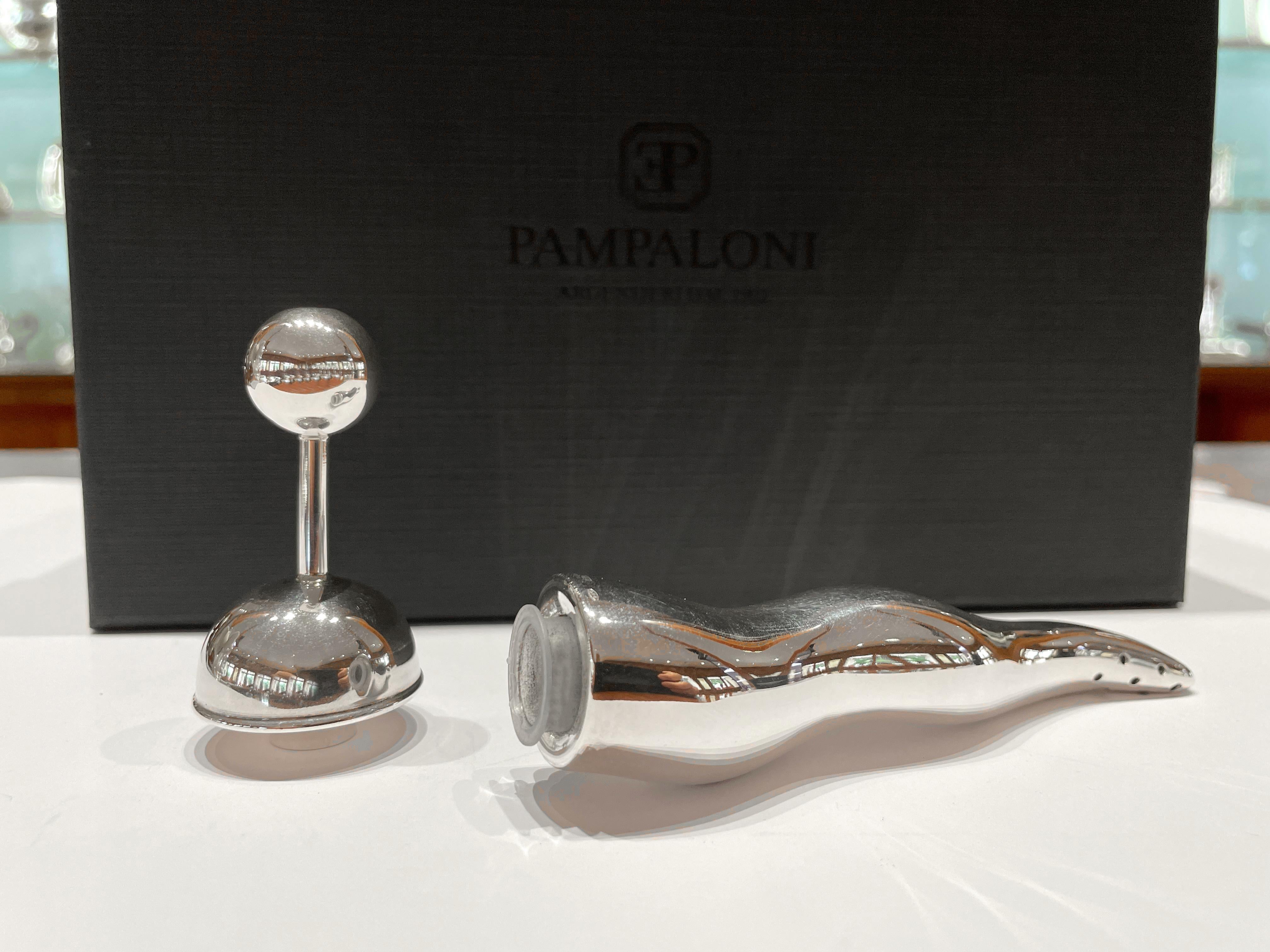 Pampaloni oliera in cristallo e argento sterling con tappo porta spezie in vendita 5