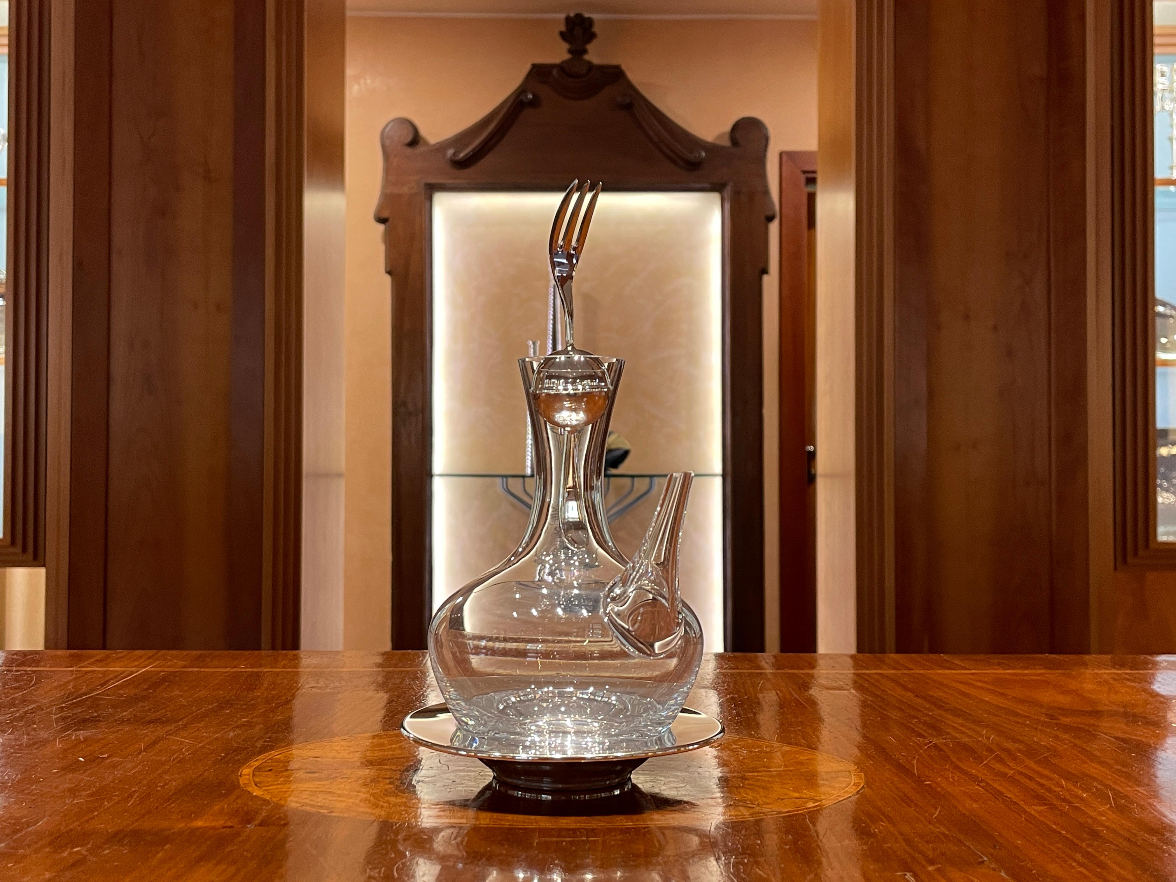 Moderno Pampaloni oliera in cristallo e argento sterling con tappo porta spezie in vendita