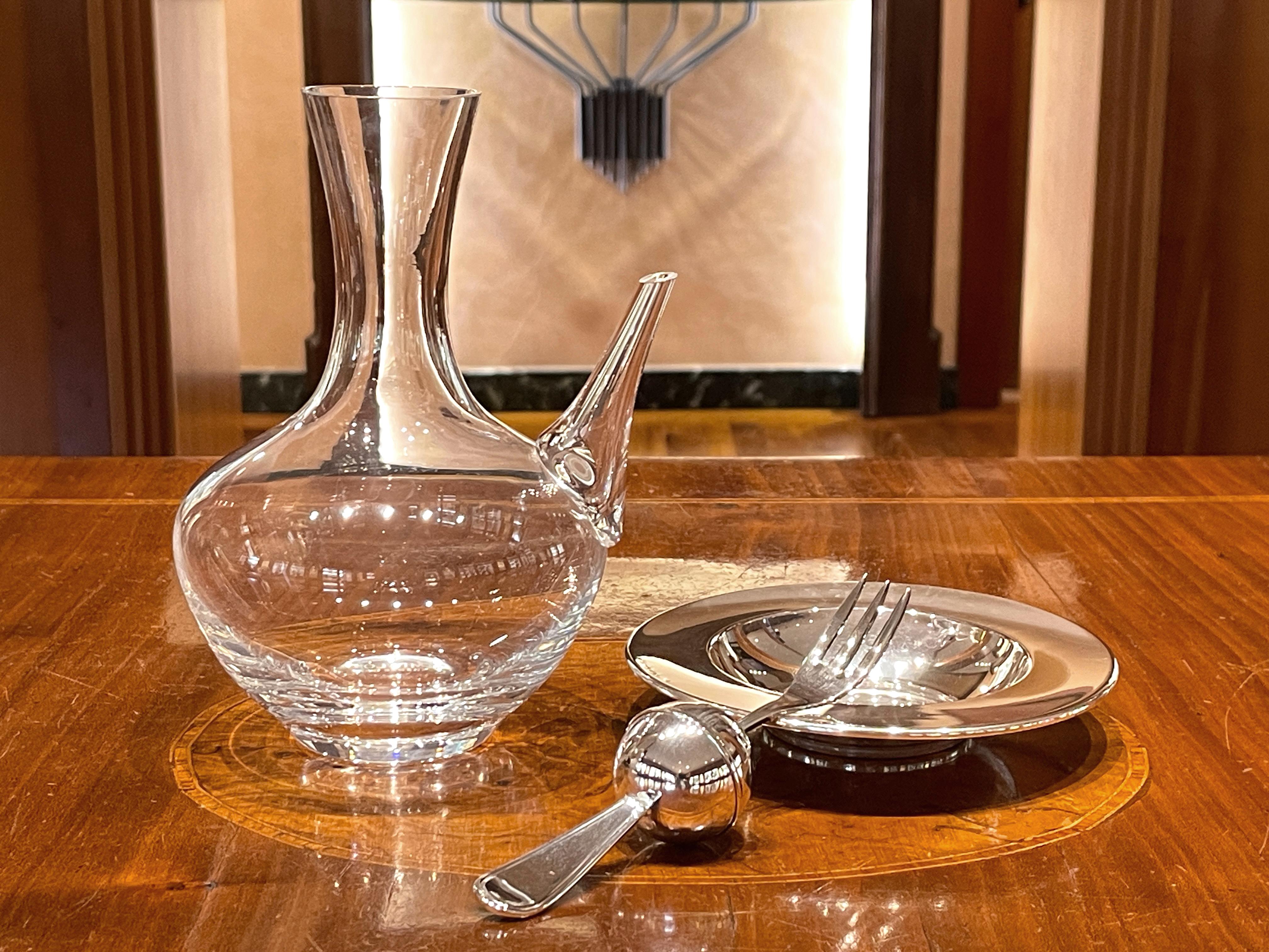 da uomo o donna Pampaloni oliera in cristallo e argento sterling con tappo porta spezie in vendita