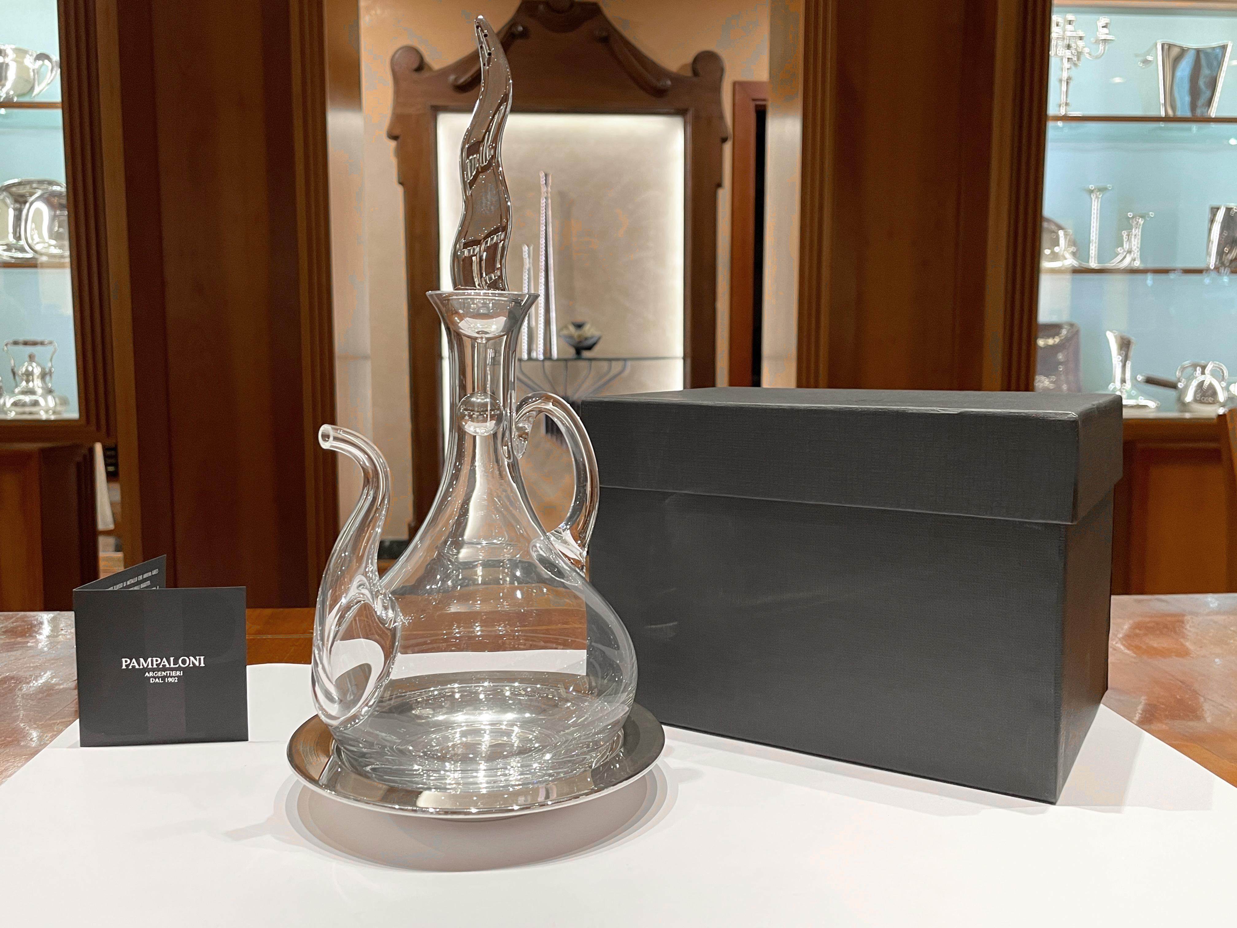 Pampaloni oliera in cristallo e argento sterling con tappo porta spezie in vendita 1