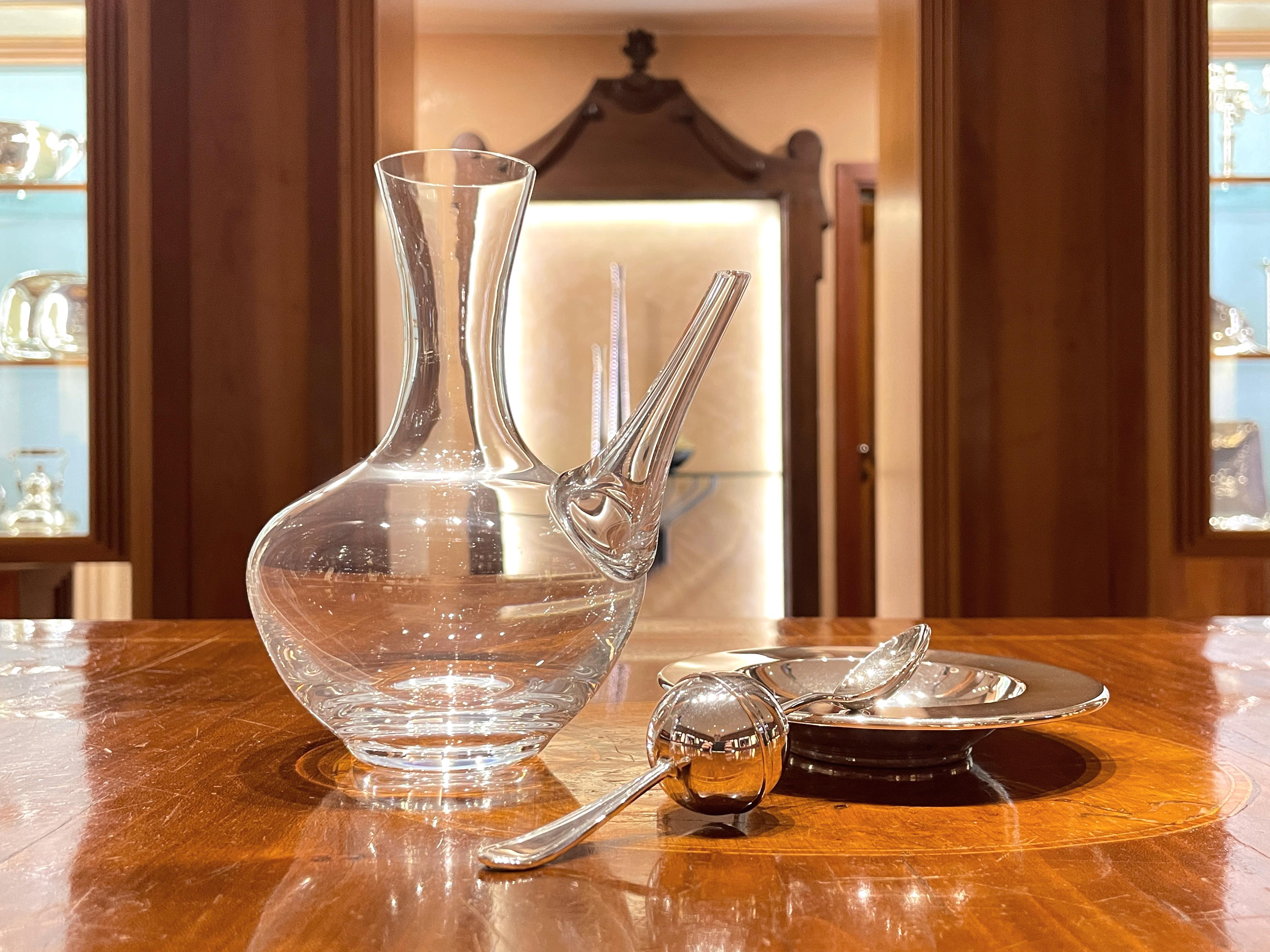 Pampaloni oliera in cristallo e argento sterling con tappo porta spezie in vendita 1