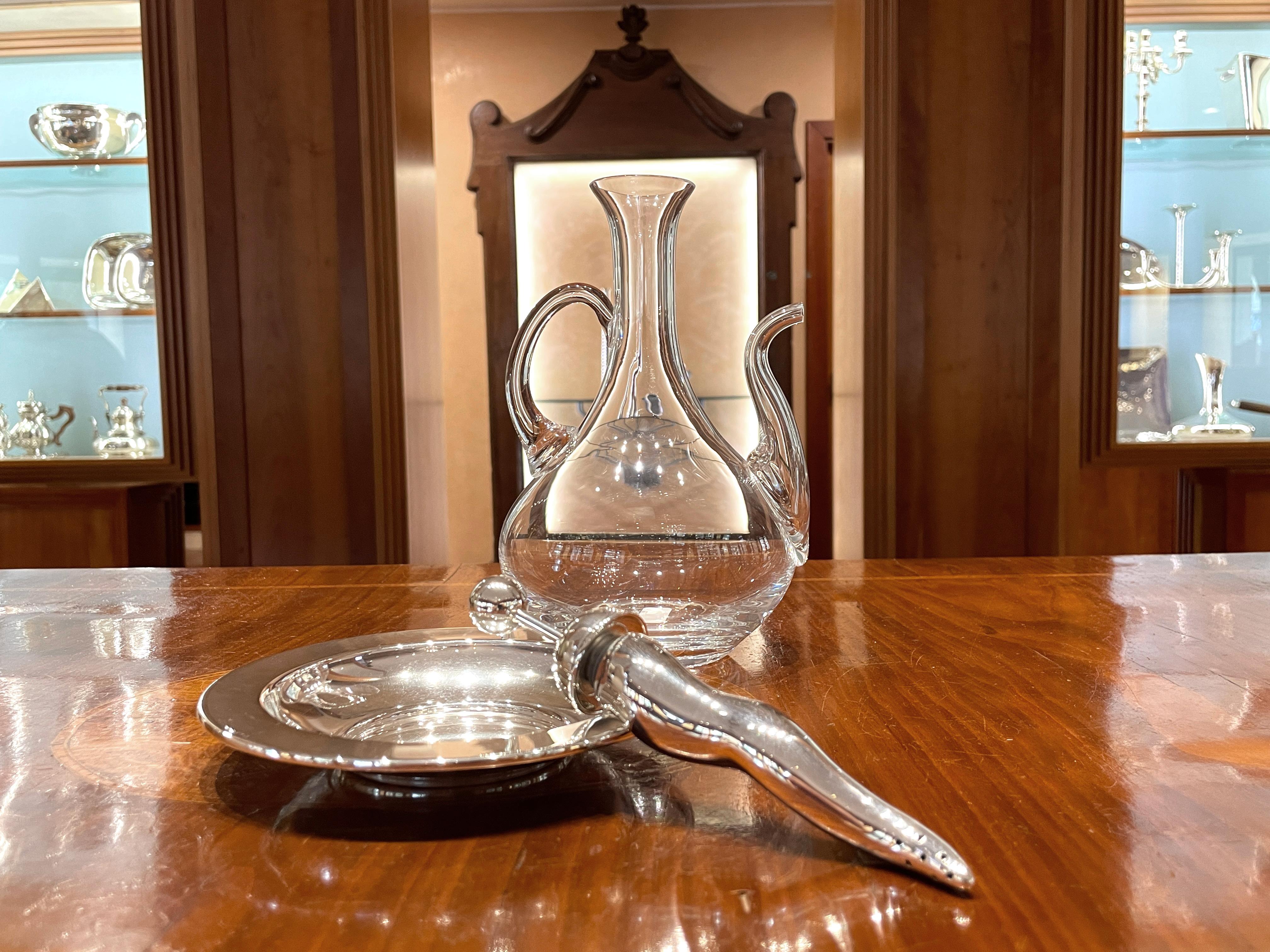 Pampaloni oliera in cristallo e argento sterling con tappo porta spezie in vendita 2