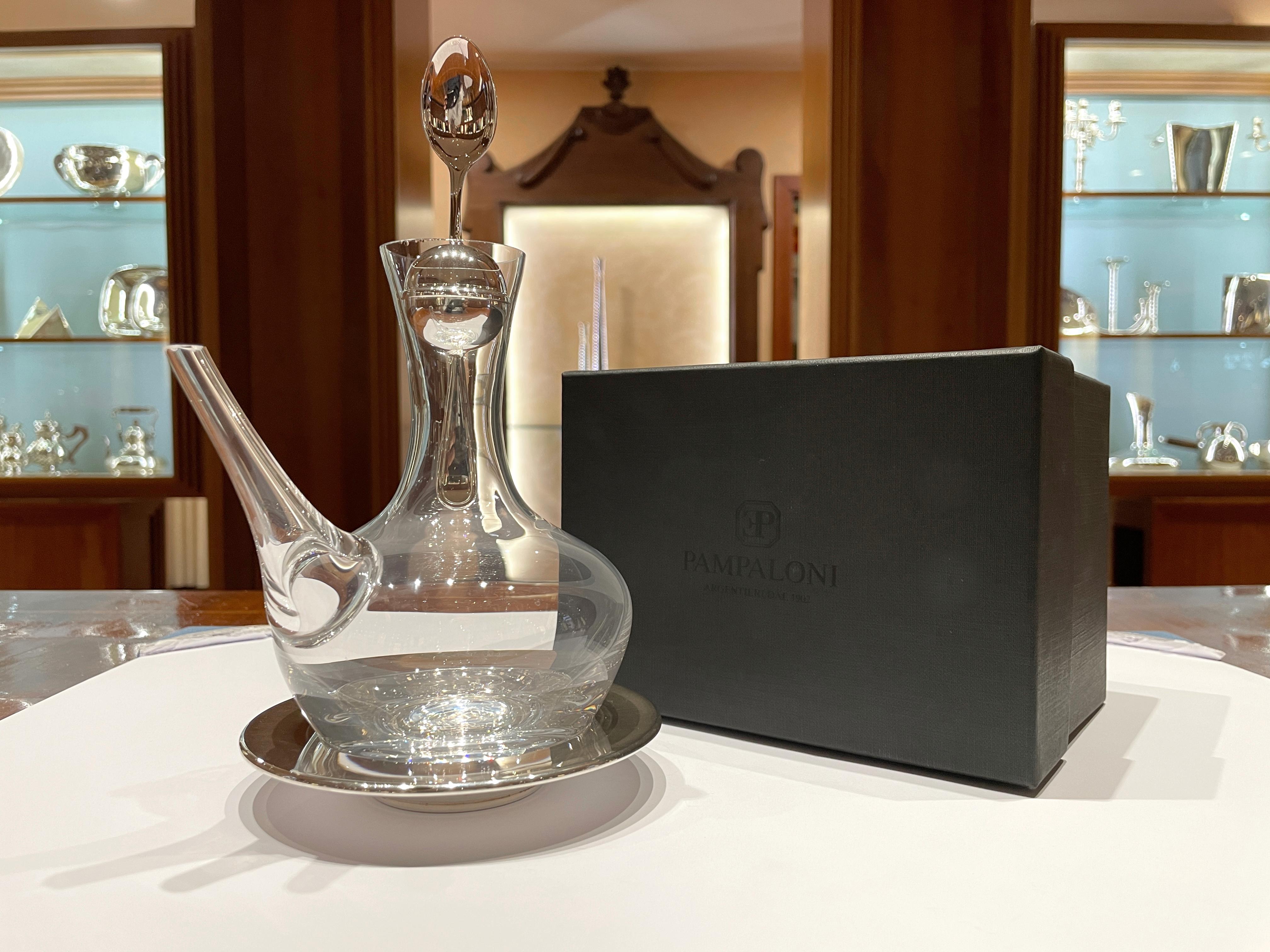 Pampaloni oliera in cristallo e argento sterling con tappo porta spezie in vendita 2