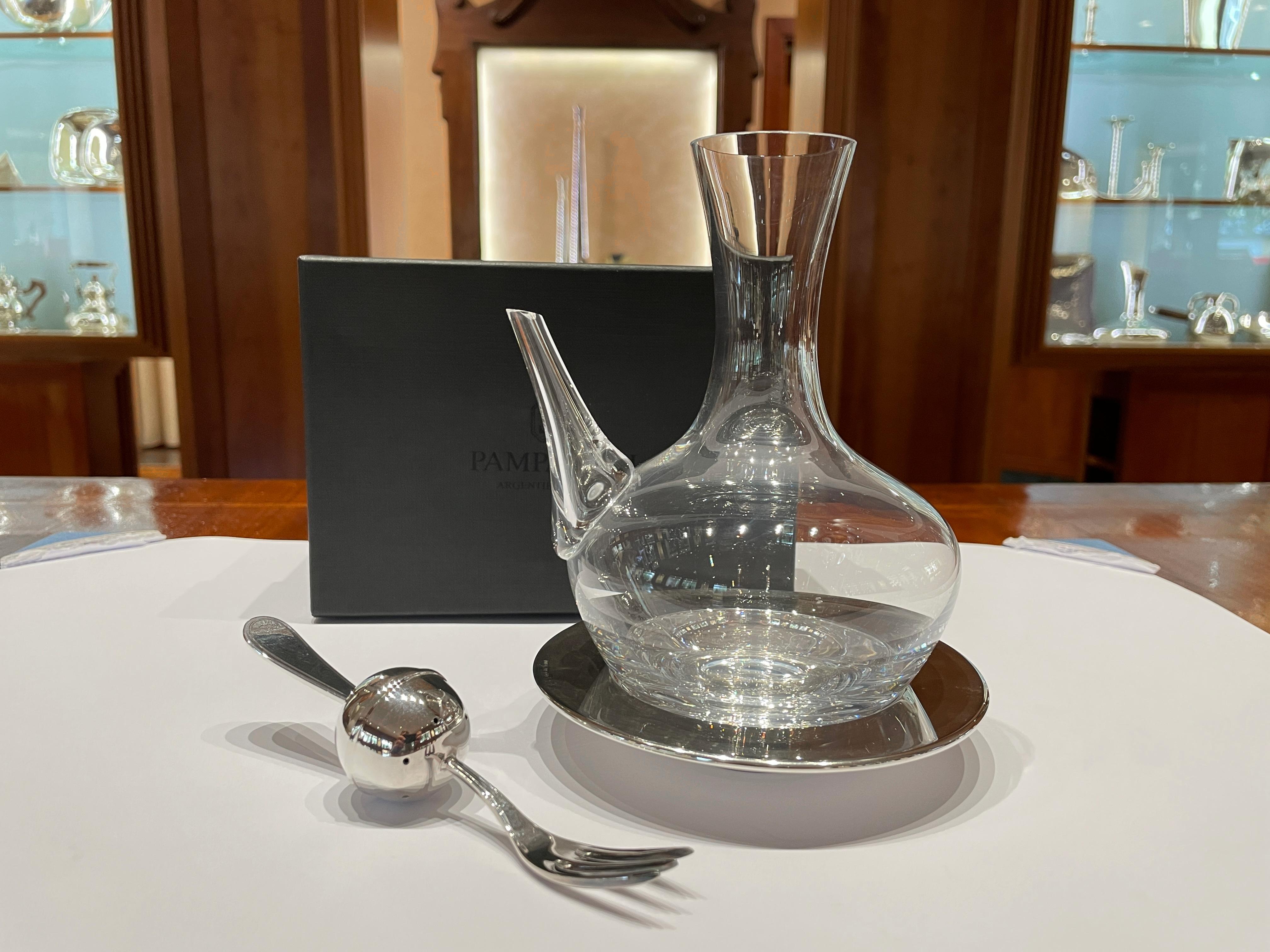 Pampaloni oliera in cristallo e argento sterling con tappo porta spezie in vendita 2