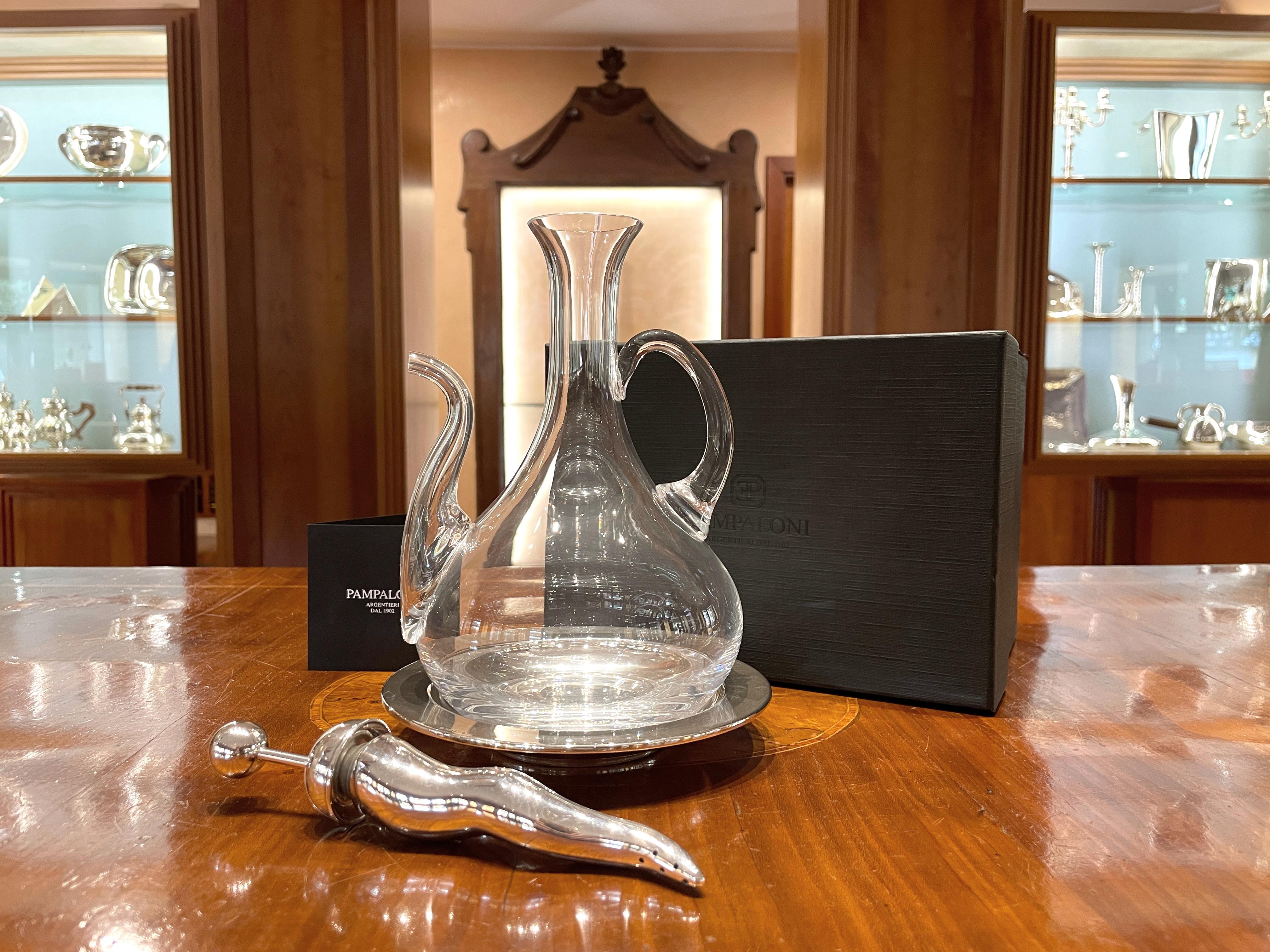 Pampaloni oliera in cristallo e argento sterling con tappo porta spezie in vendita 3