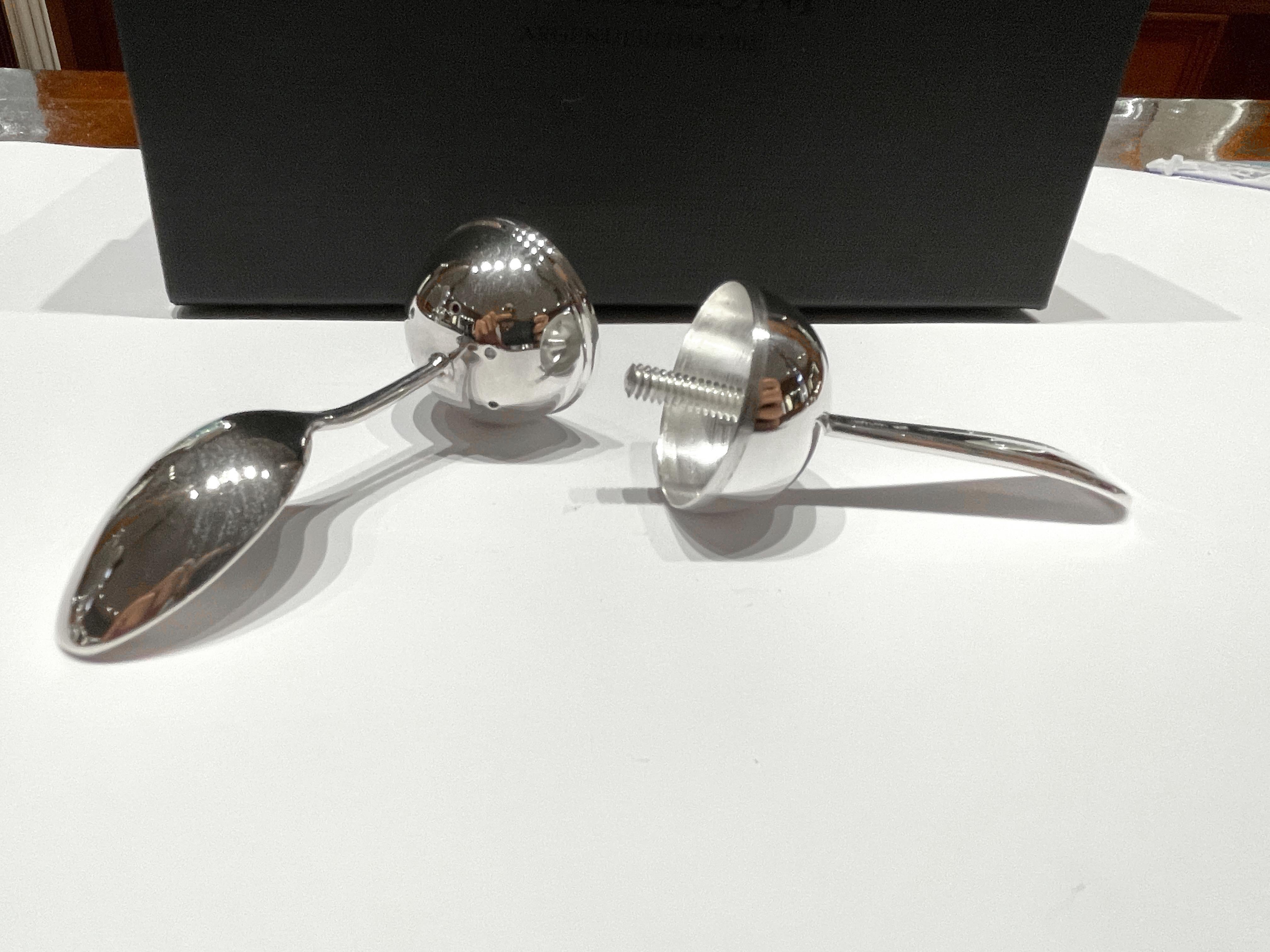 Pampaloni oliera in cristallo e argento sterling con tappo porta spezie in vendita 3