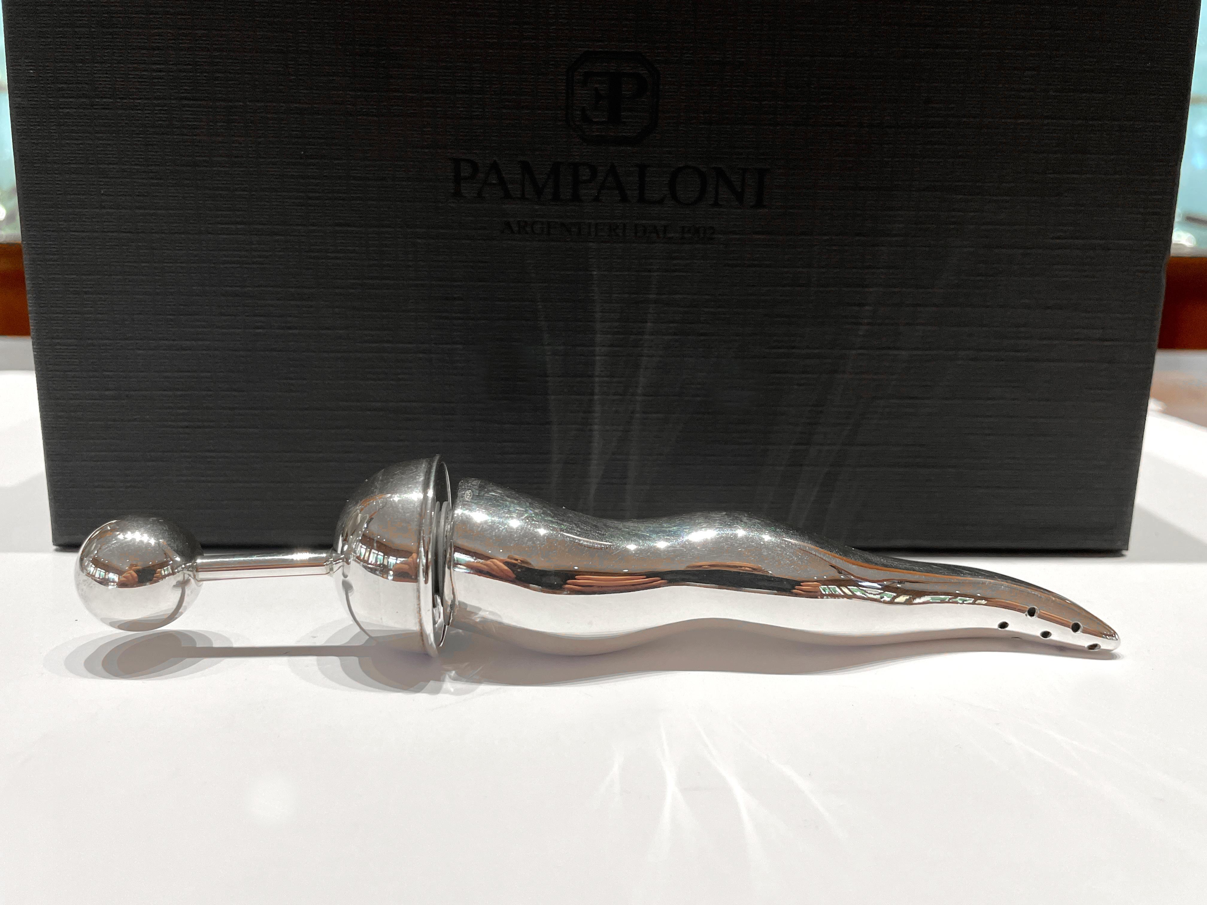 Pampaloni oliera in cristallo e argento sterling con tappo porta spezie in vendita 4