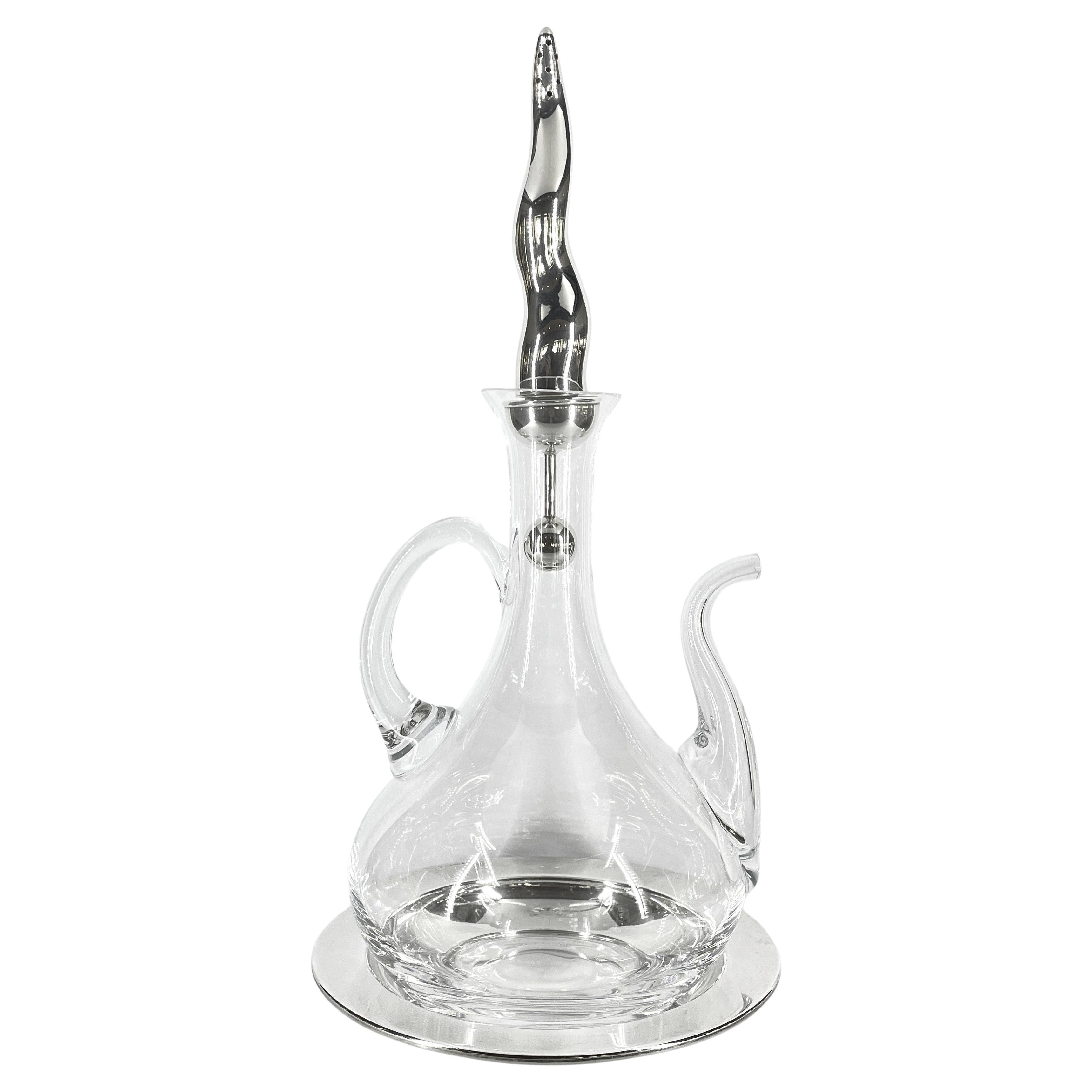 Pampaloni oliera in cristallo e argento sterling con tappo porta spezie