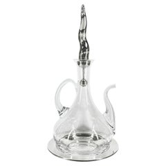 Pampaloni crystal and sterling silver oil cruet with spice stopper