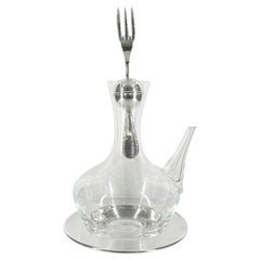 Pampaloni crystal and sterling silver oil cruet with spice stopper
