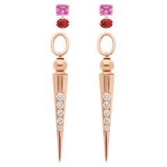 Pendientes Pampille, Oro Rosa, Diamantes y Espinelas