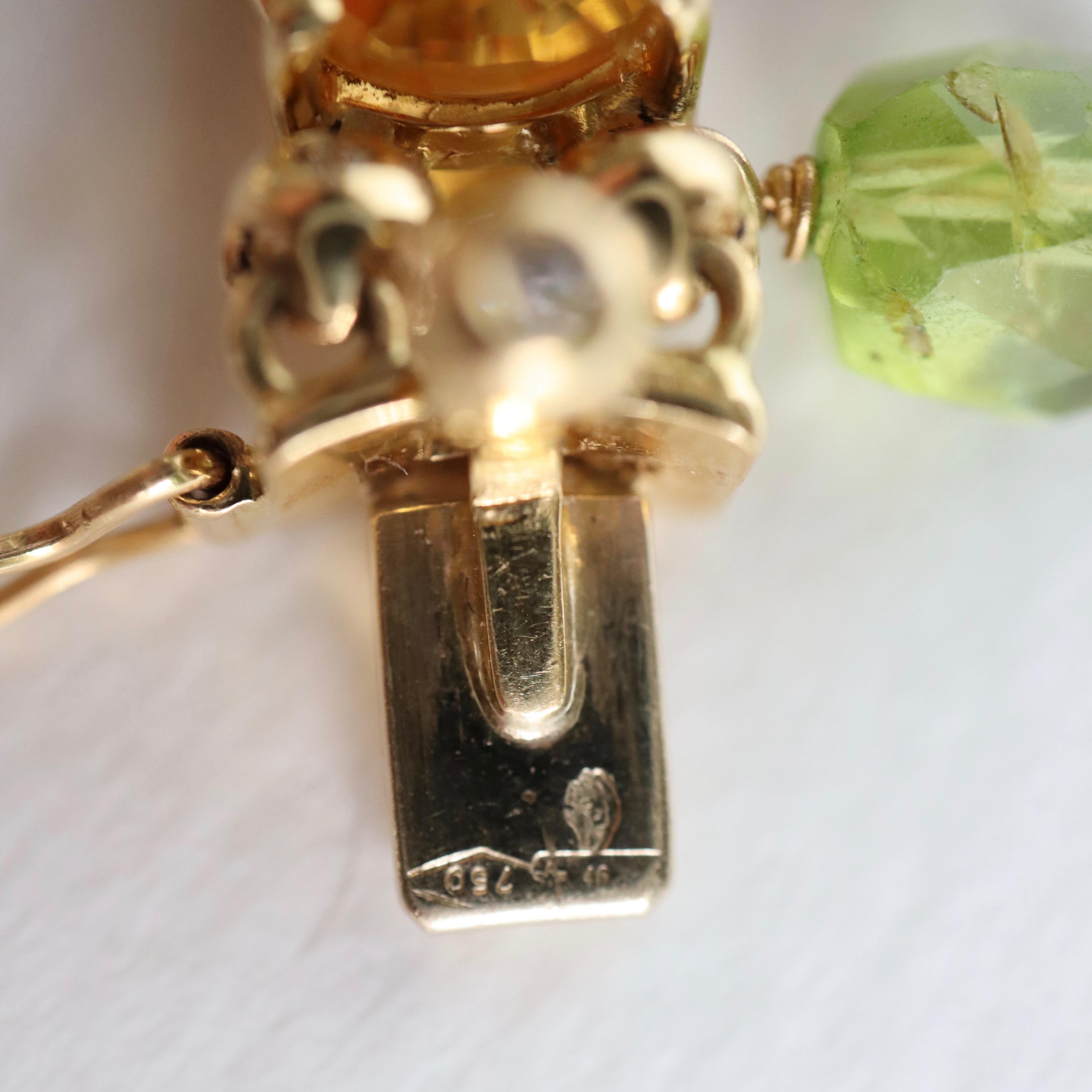 De las mujeres Pulsera Pampilles Oro Amarillo 18 Quilates Citrinos Peridoto Amatista y Diamantes en venta