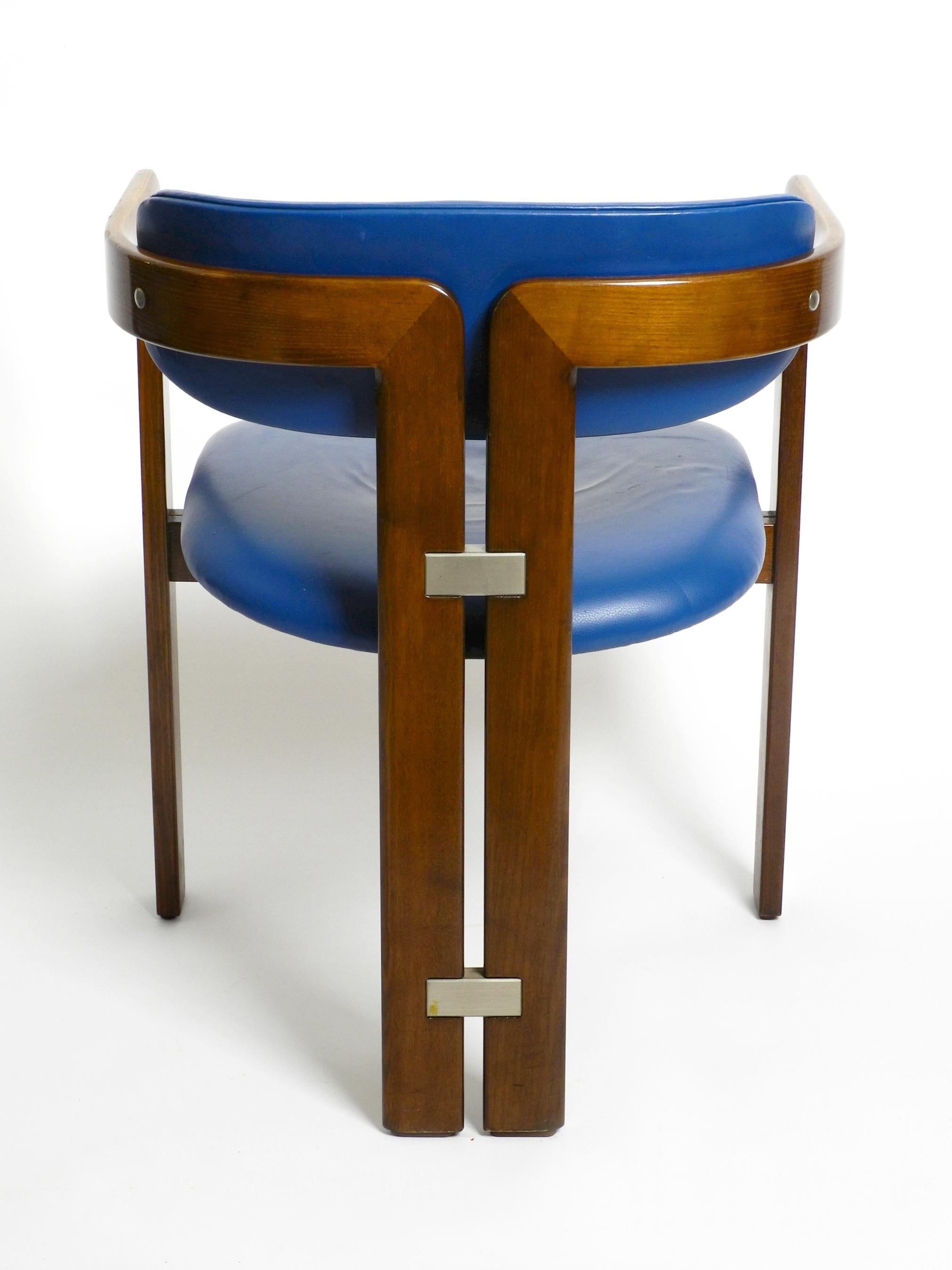 Chaise Pamplona d'Augusto Savini pour Pozzi, tapissée de cuir bleu 10