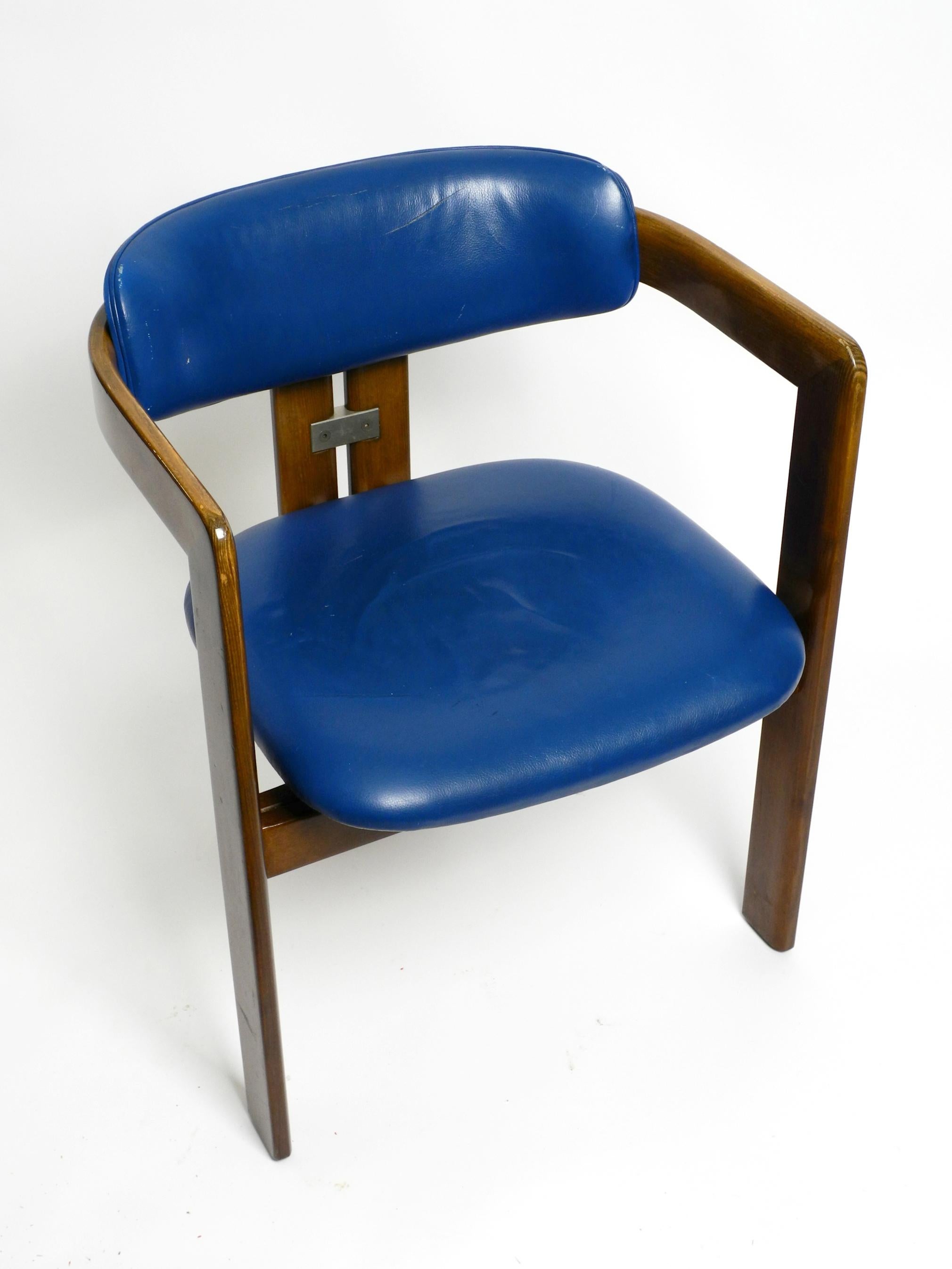 Chaise Pamplona d'Augusto Savini pour Pozzi, tapissée de cuir bleu 11