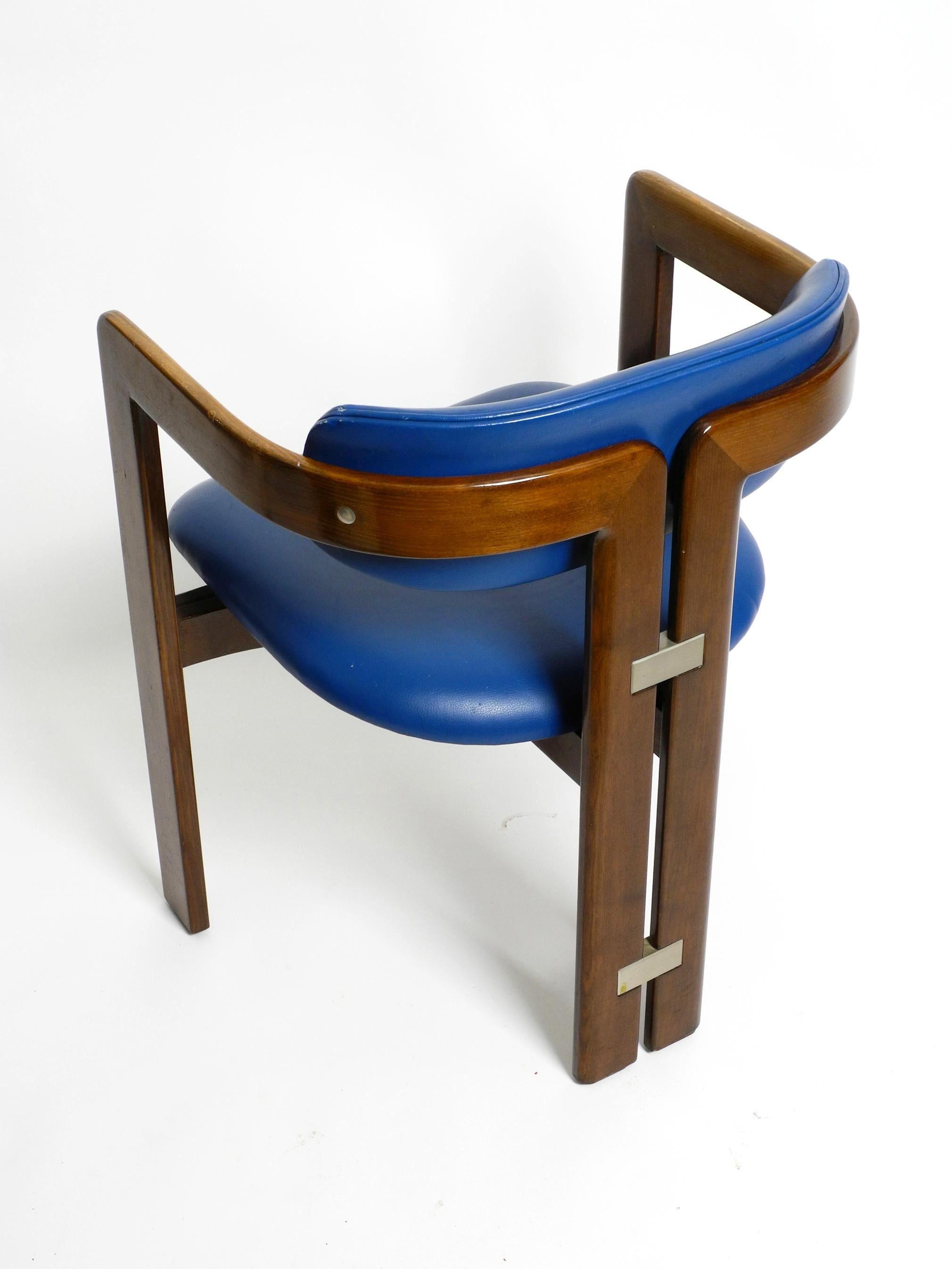 Chaise Pamplona d'Augusto Savini pour Pozzi, tapissée de cuir bleu 12