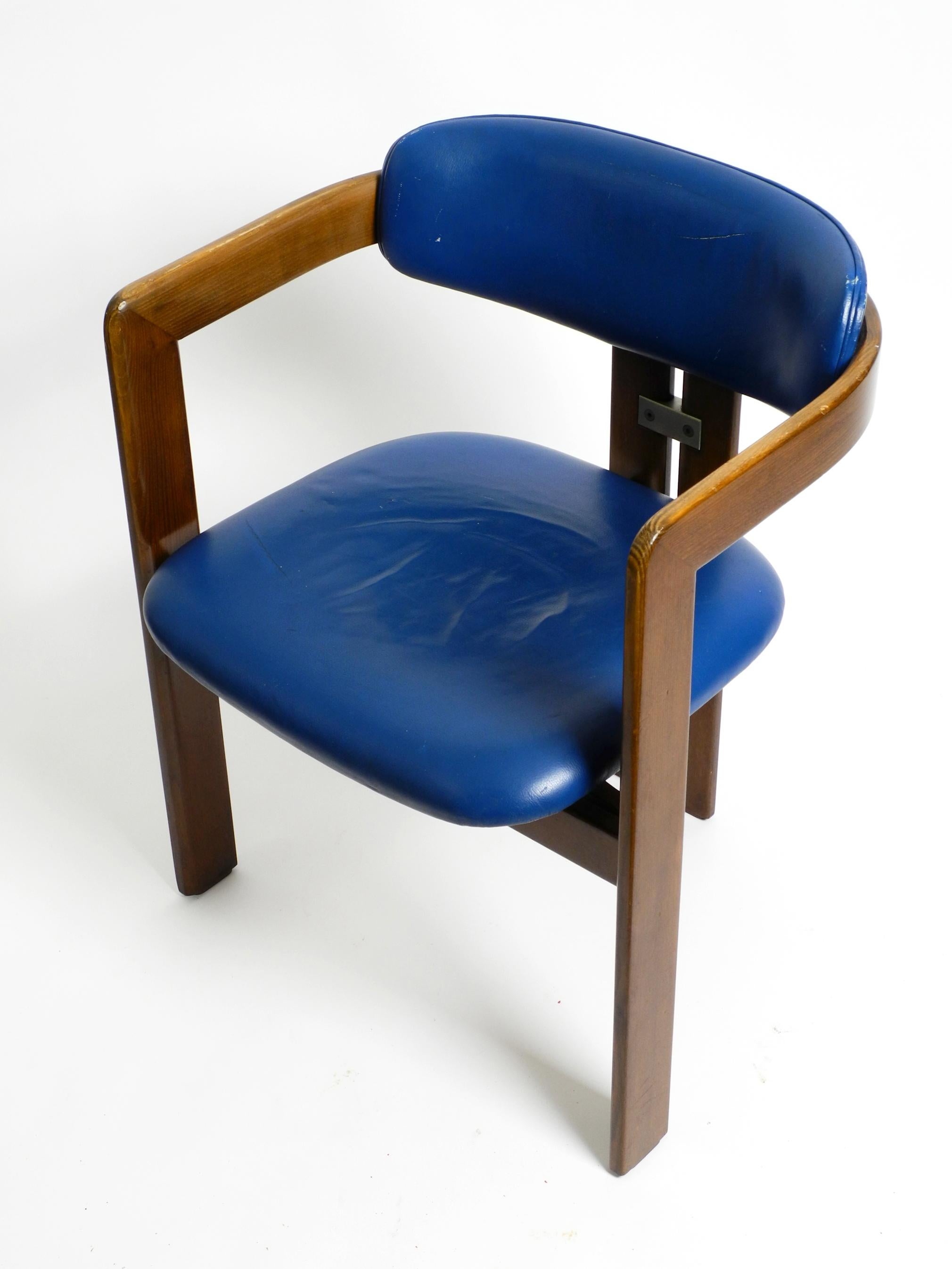 Chaise Pamplona d'Augusto Savini pour Pozzi, tapissée de cuir bleu 13
