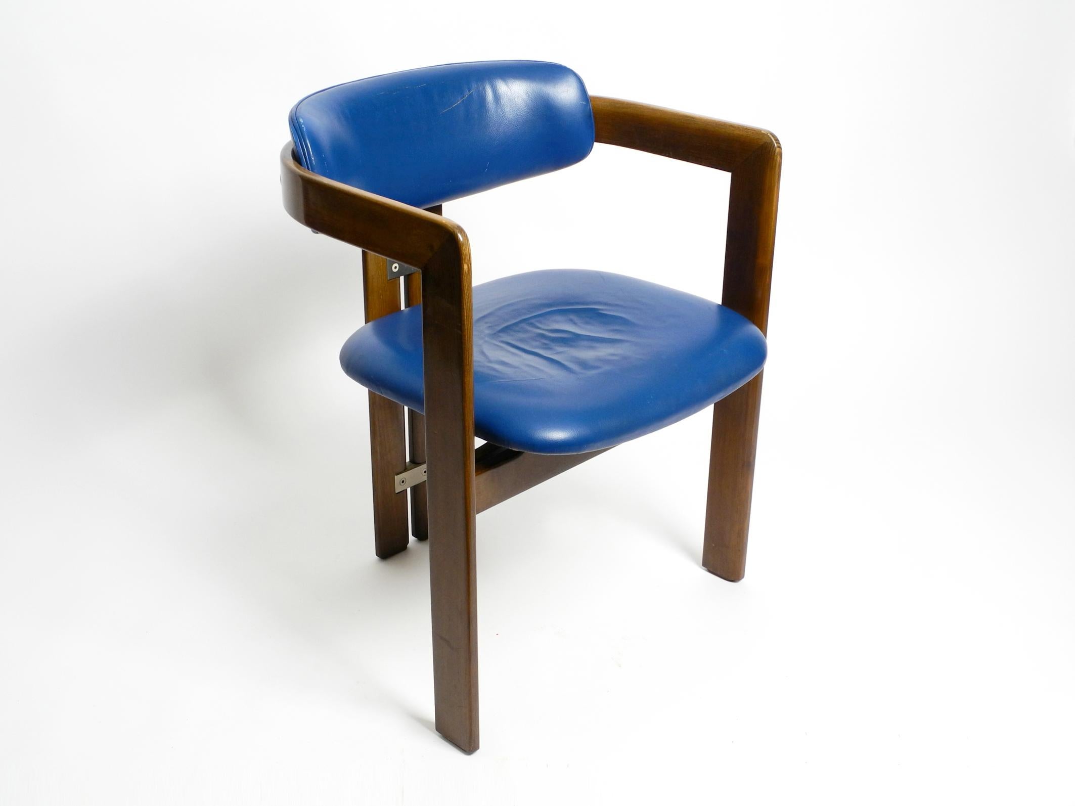Mid-Century Modern Chaise Pamplona d'Augusto Savini pour Pozzi, tapissée de cuir bleu