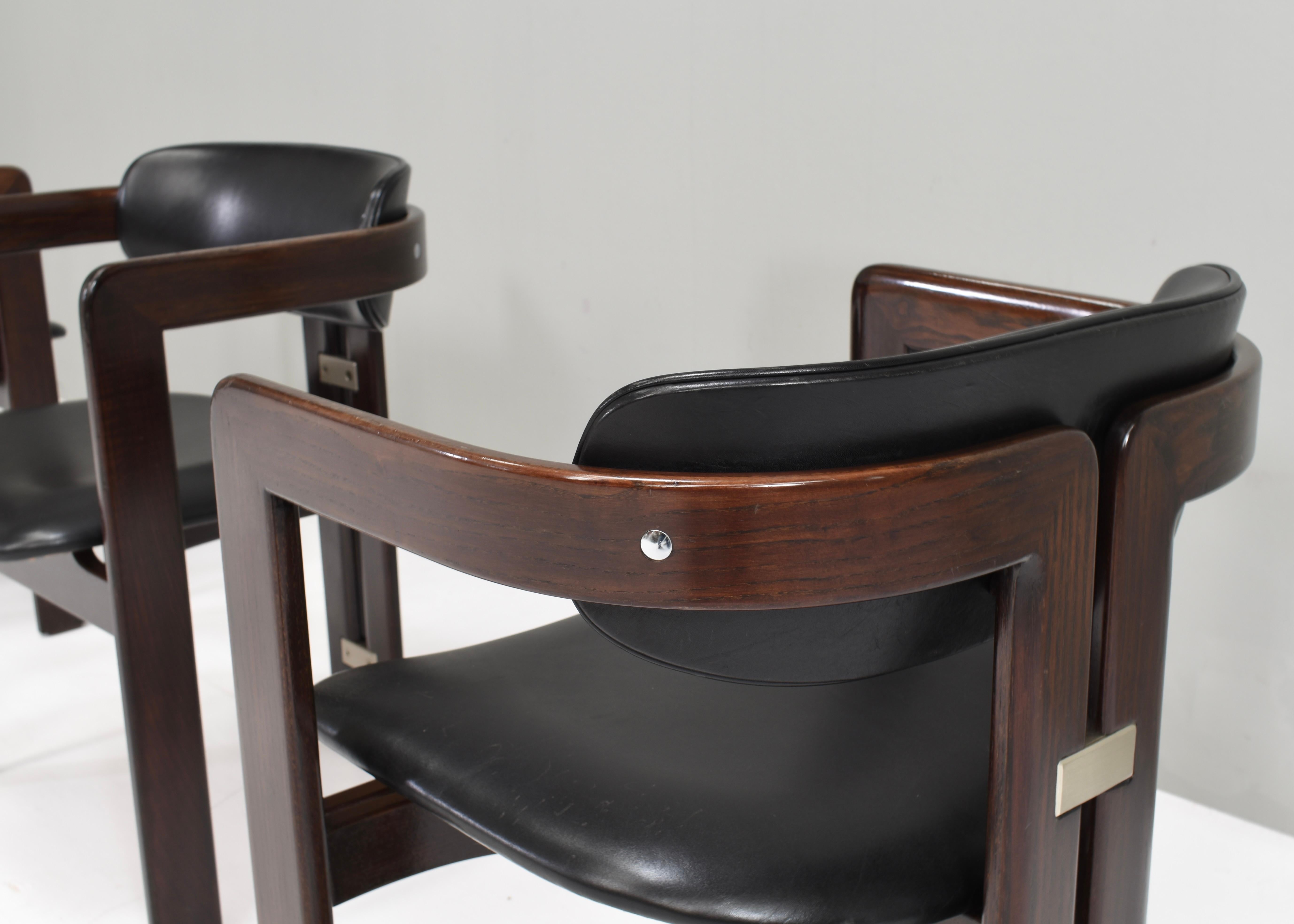 Pamplona Chairs by Augusti Savini in Black Leather - Italy, 1965, Set of 3  For Sale 3