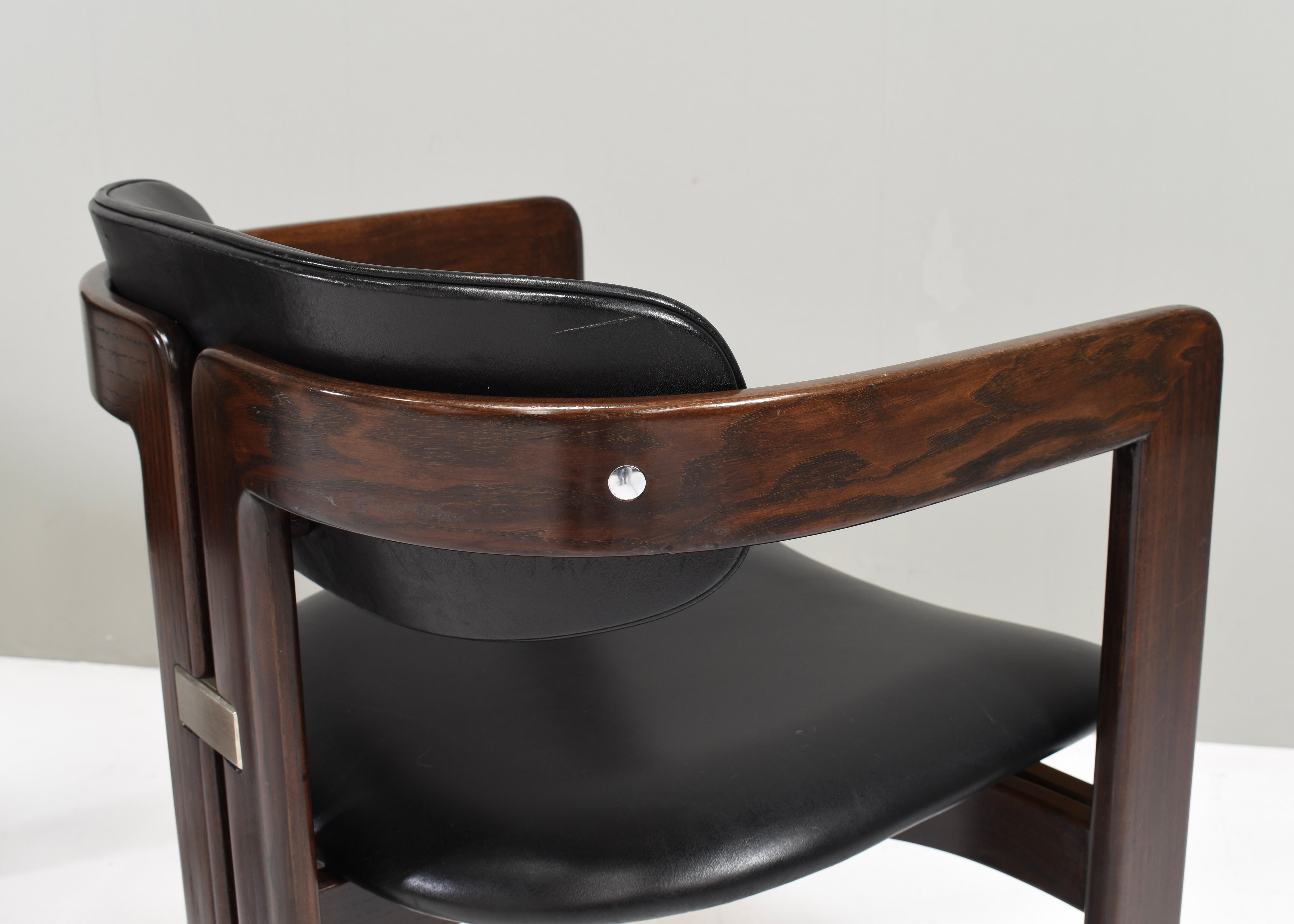 Pamplona Chairs by Augusti Savini in Black Leather - Italy, 1965, Set of 3  For Sale 4
