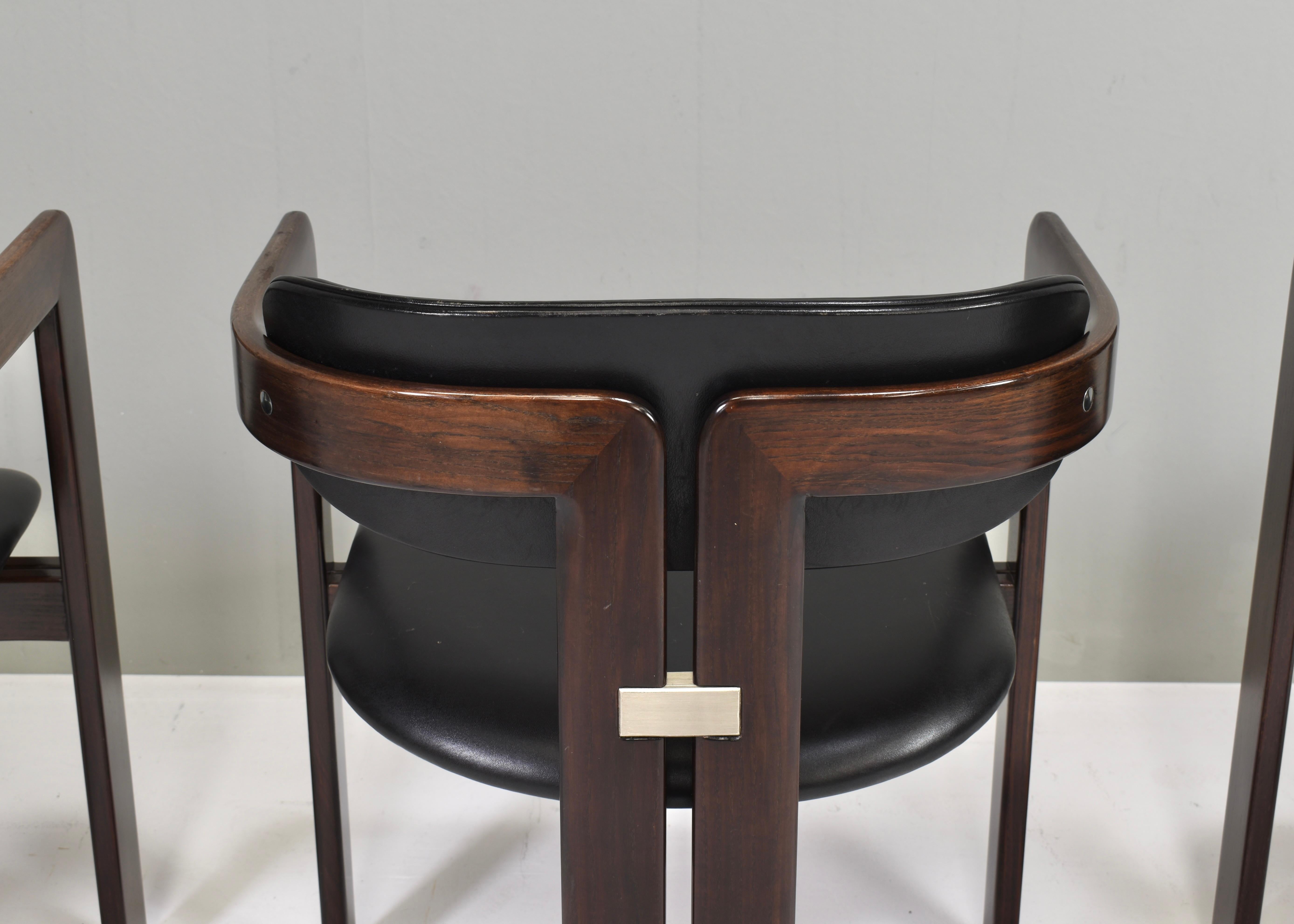 Pamplona Chairs by Augusti Savini in Black Leather - Italy, 1965, Set of 3  For Sale 1