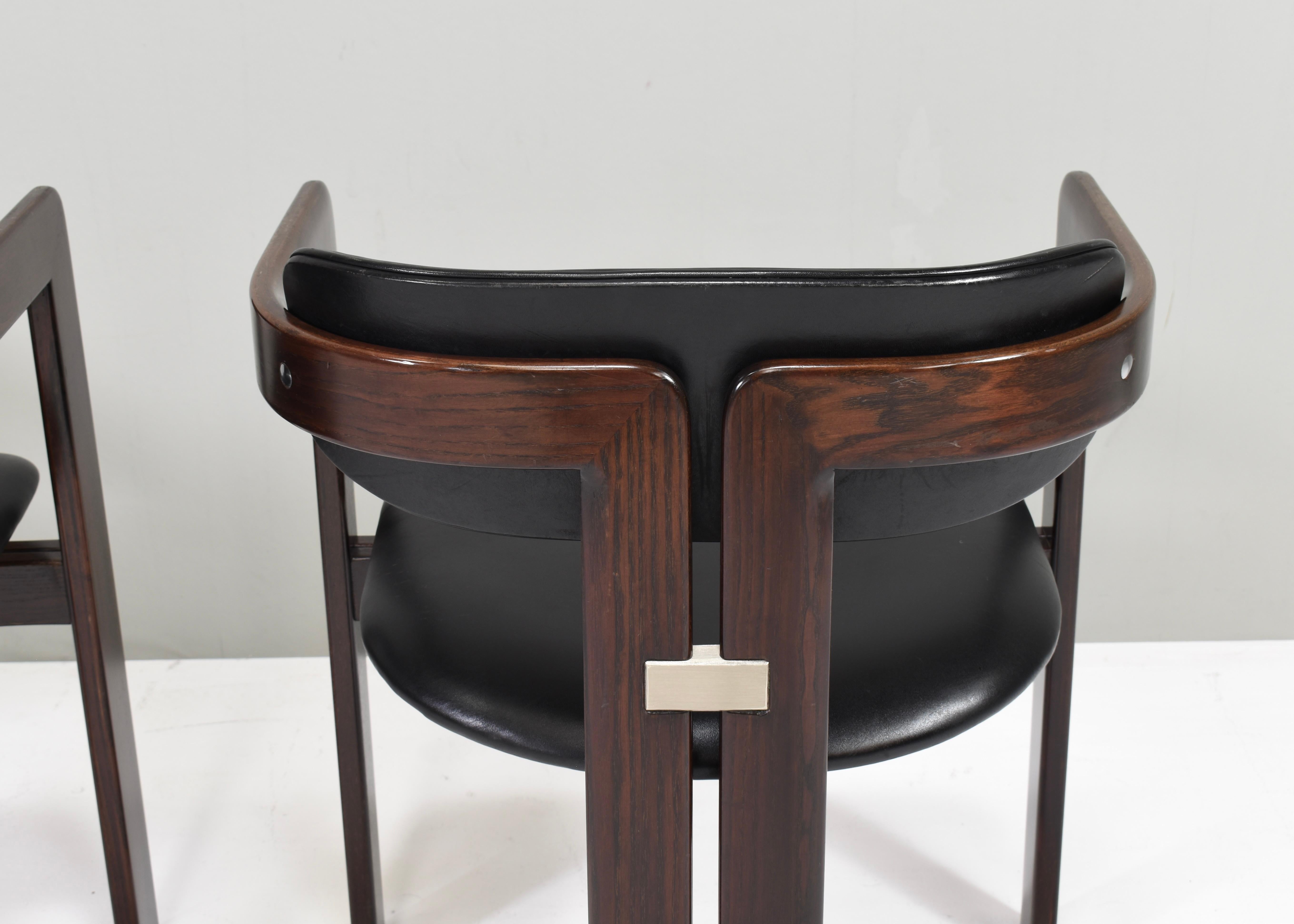 Pamplona Chairs by Augusti Savini in Black Leather - Italy, 1965, Set of 3  For Sale 2