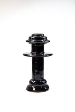 Vase Pamplona en céramique émaillée noire brillante par Eguiarte & Eguiarte