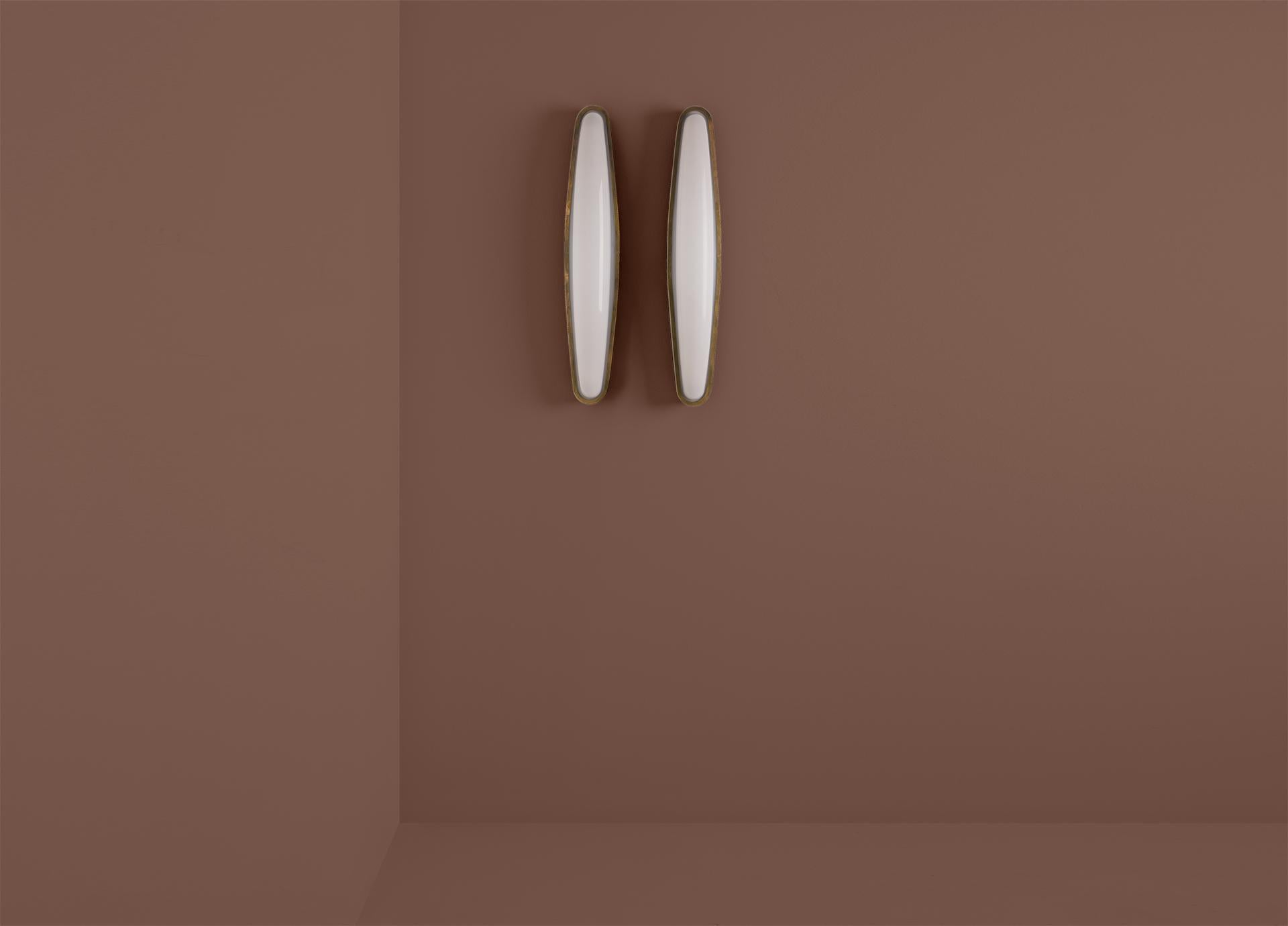 Contemporary PAMPLONA Wall Lamp in Brass and Opal by Dimoremilano  For Sale