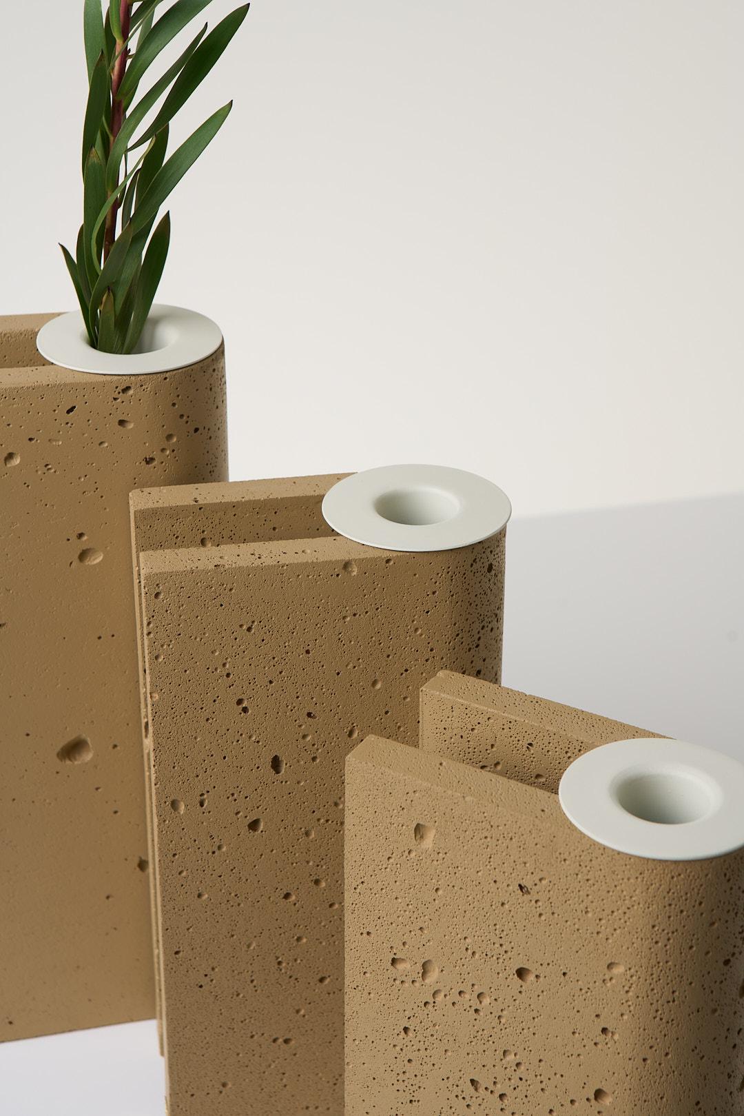 Brazilian Pampulha Collection, Beige Concrete Vase Set For Sale
