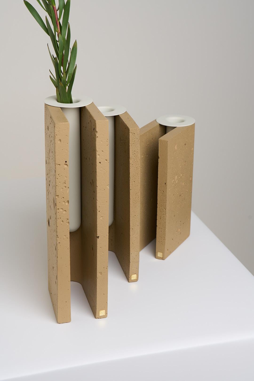 Aluminum Pampulha Collection, Beige Concrete Vase Set For Sale