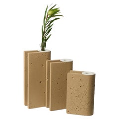 Collection Pampulha, ensemble de vases en béton beige