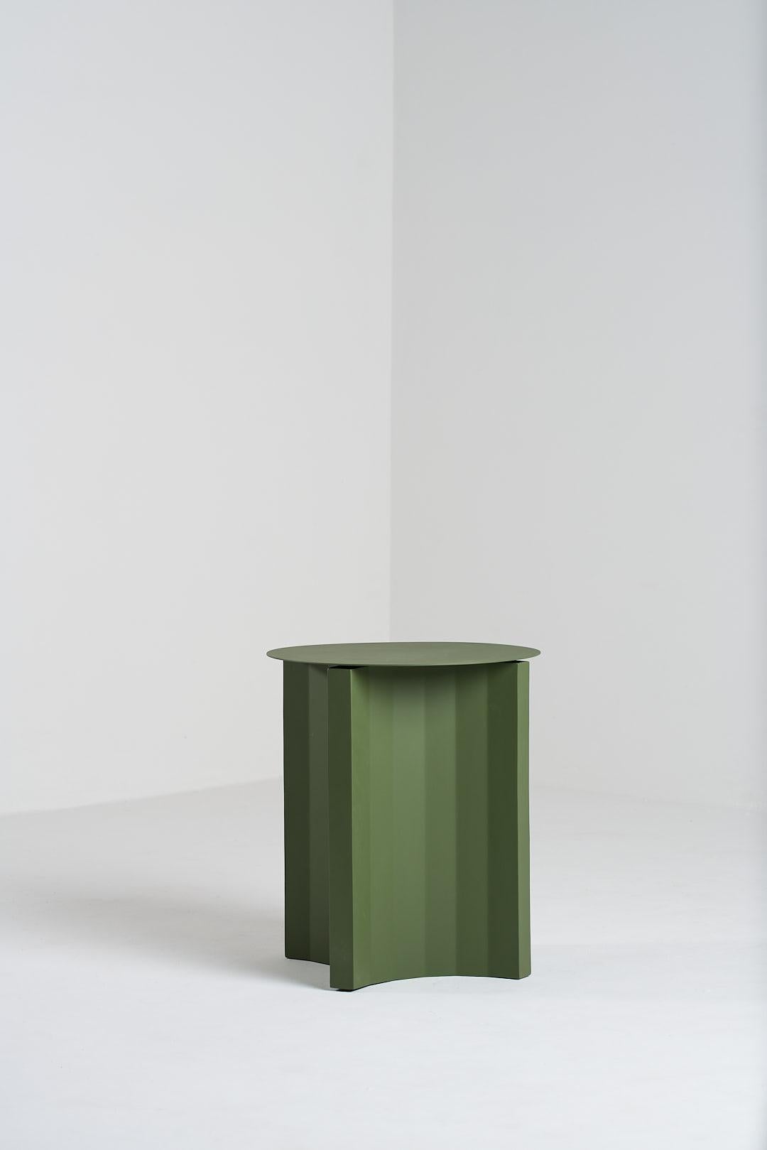 Brazilian Pampulha Collection, Military Green Steel Side Tables (Set of 2) For Sale