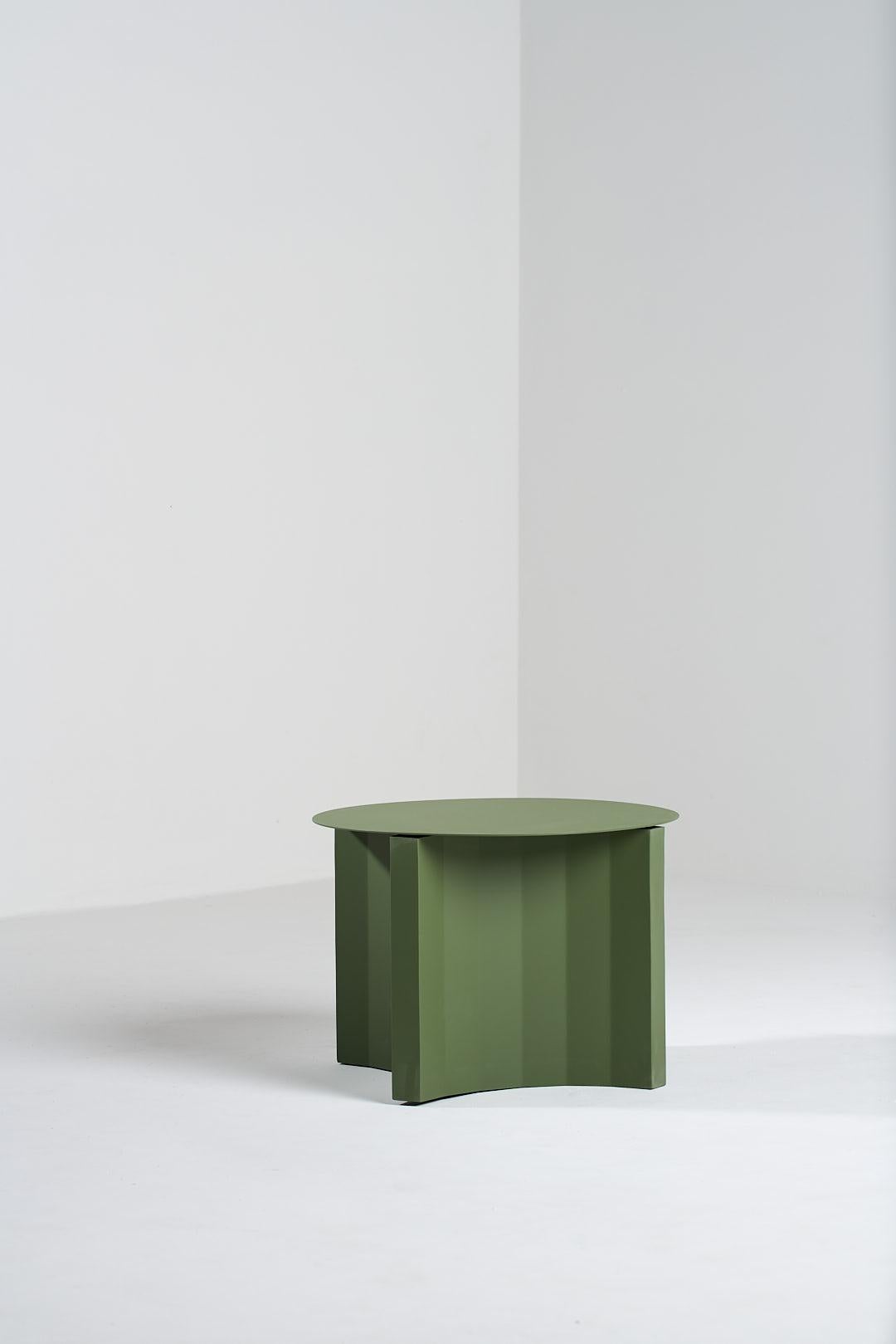 Pampulha Collection, Military Green Steel Side Tables (Set of 2) For Sale 2