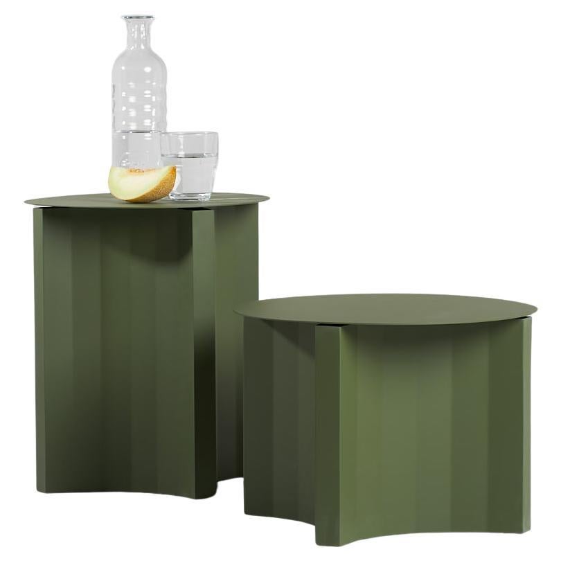 Pampulha Collection, Military Green Steel Side Tables (Set of 2) For Sale
