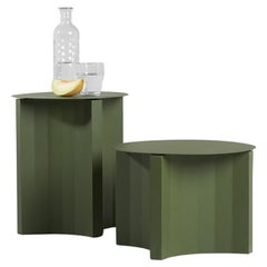 Collection Pampulha, tables d'appoint en acier vert militaires (set de 2)