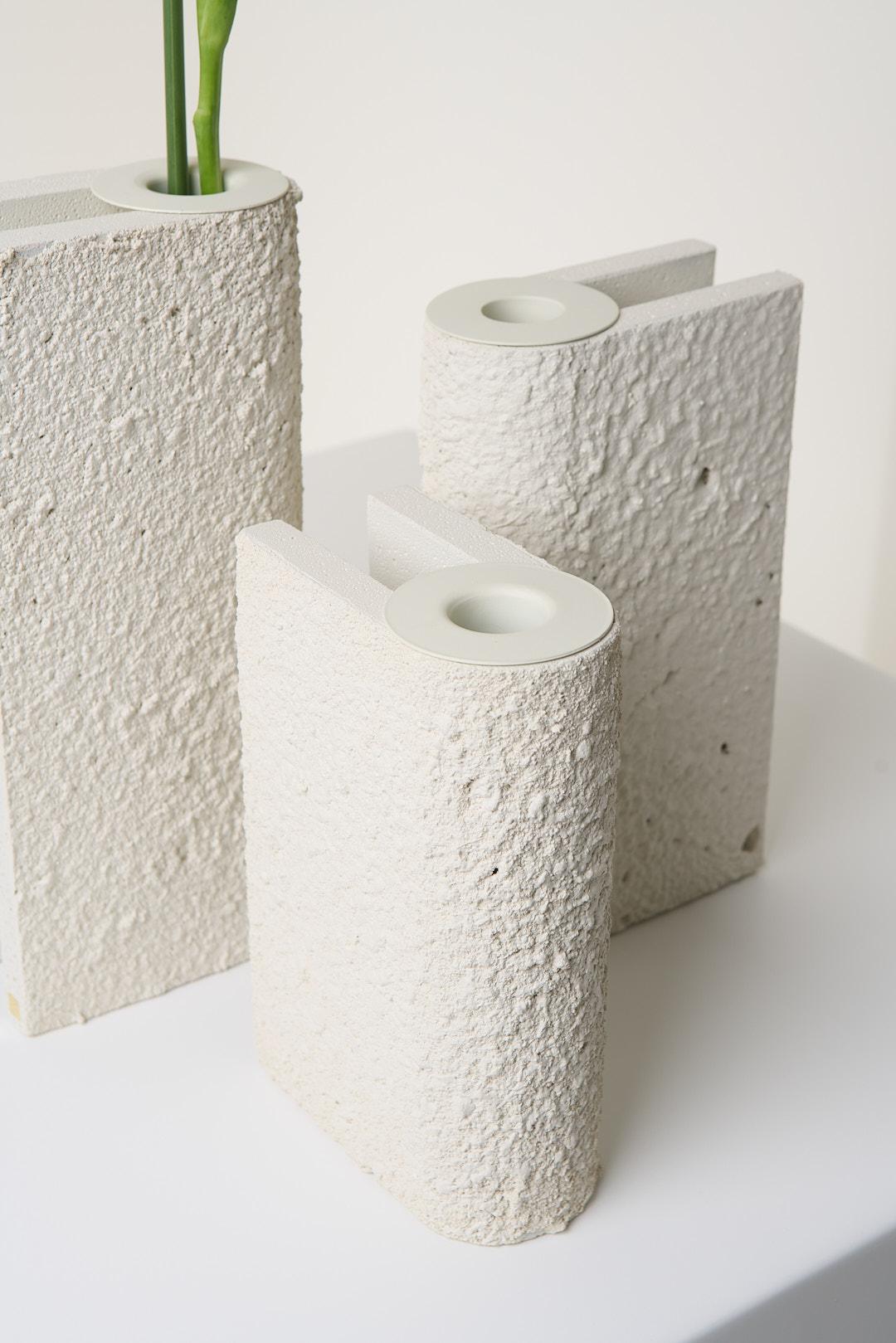 Minimalismo Collection'S, Set di vasi in cemento bianco sporco in vendita