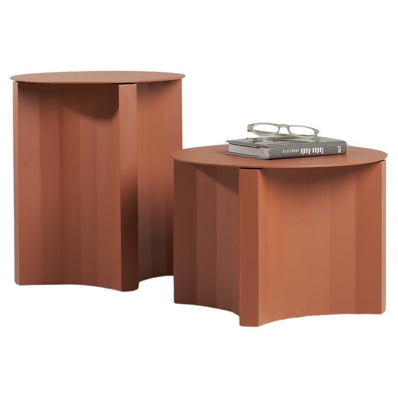 Pampulha Collection, Terracotta Steel Side Tables (Set of 2) For Sale