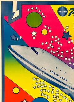 PAN AM 747 Original Vintage Airline Travel Poster PETER MAX