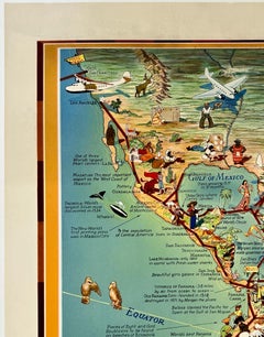 PAN AM ROUTES OF THE FLYING CLIPPER SHIPS Original Vintage Airline Travel Poster