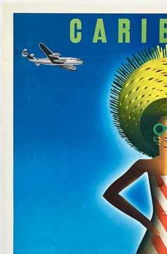 PAN AM WORLD AIRWAYS CARIBBEAN BY CLIPPER Original Vintage Airline Travel Poster