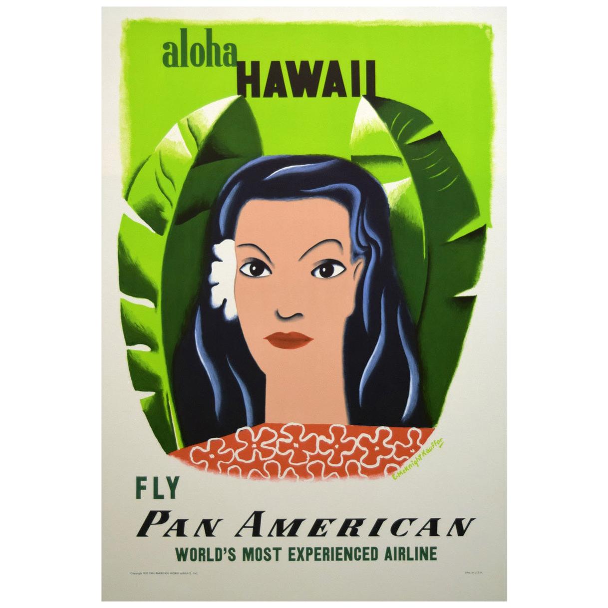 Pan Am 1950s Hawaii Travel Poster, Kauffer