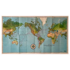 Carte des itinéraires mondiaux de Pan American Airways en 1952