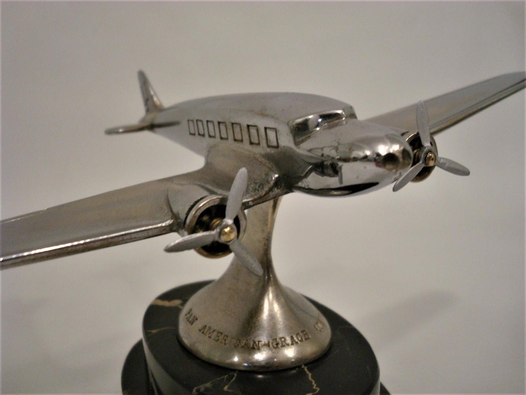 Pan American - Grace Airways Airplane Model Advertising Paperweight. c1930´s For Sale 2
