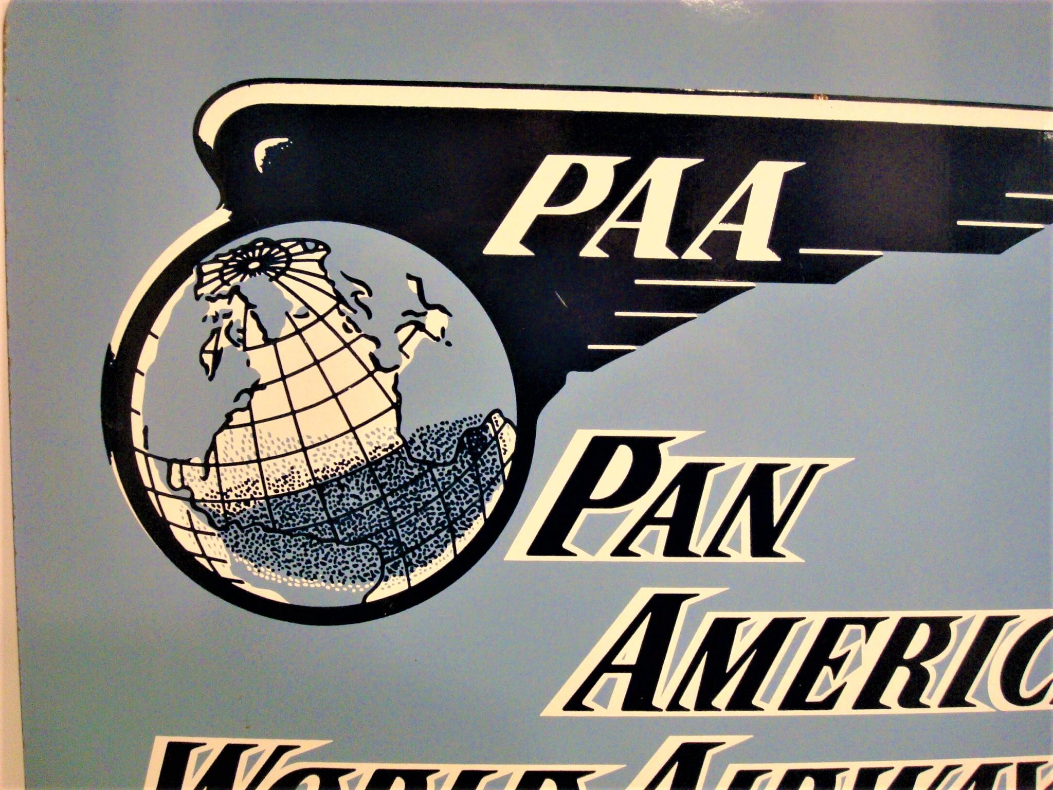 Pan American World Airways Porcelain / Enamel Sign For Sale 2
