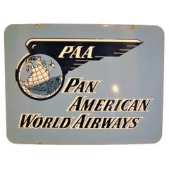 Vintage Pan American World Airways Porcelain / Enamel Sign