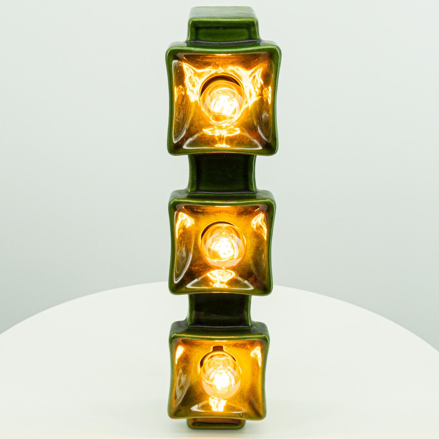 Pan Ceramics Green Textured Traffic Wall Light, 1960s 4