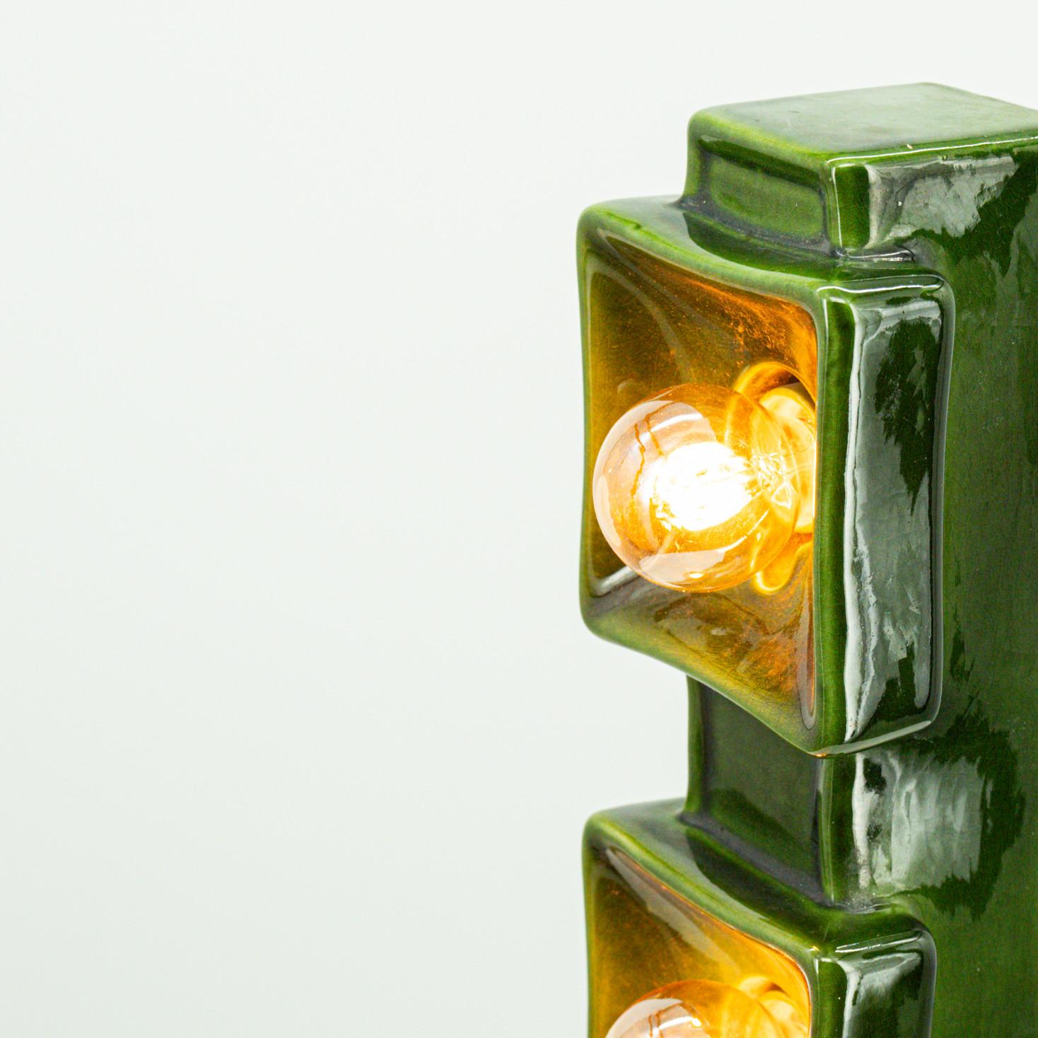 Pan Ceramics Green Textured Traffic Wall Light, 1960s 5