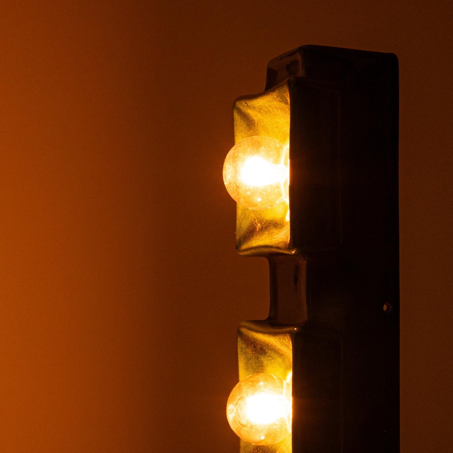Pan Ceramics Green Textured Traffic Wall Light, 1960s 1