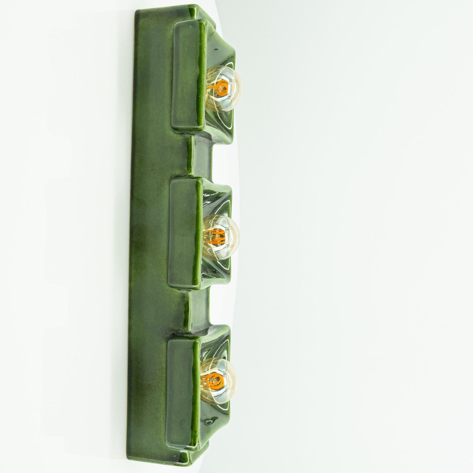 Pan Ceramics Green Textured Traffic Wall Light, 1960s 2