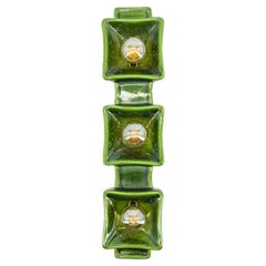 Pan Ceramics Green Textured Traffic Wall Light, 1960s