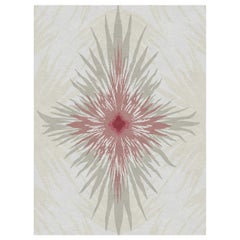 Pan Flower Custom Made Hand Knotted Natural Burgundy Wool Rug by Allegra Hicks